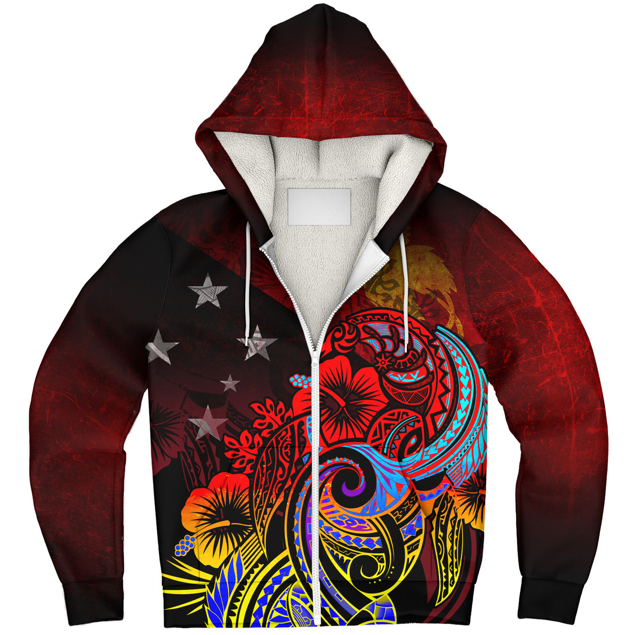 Papua New Guinea Sherpa Hoodie Birds Of Paradise With Flag Color Style