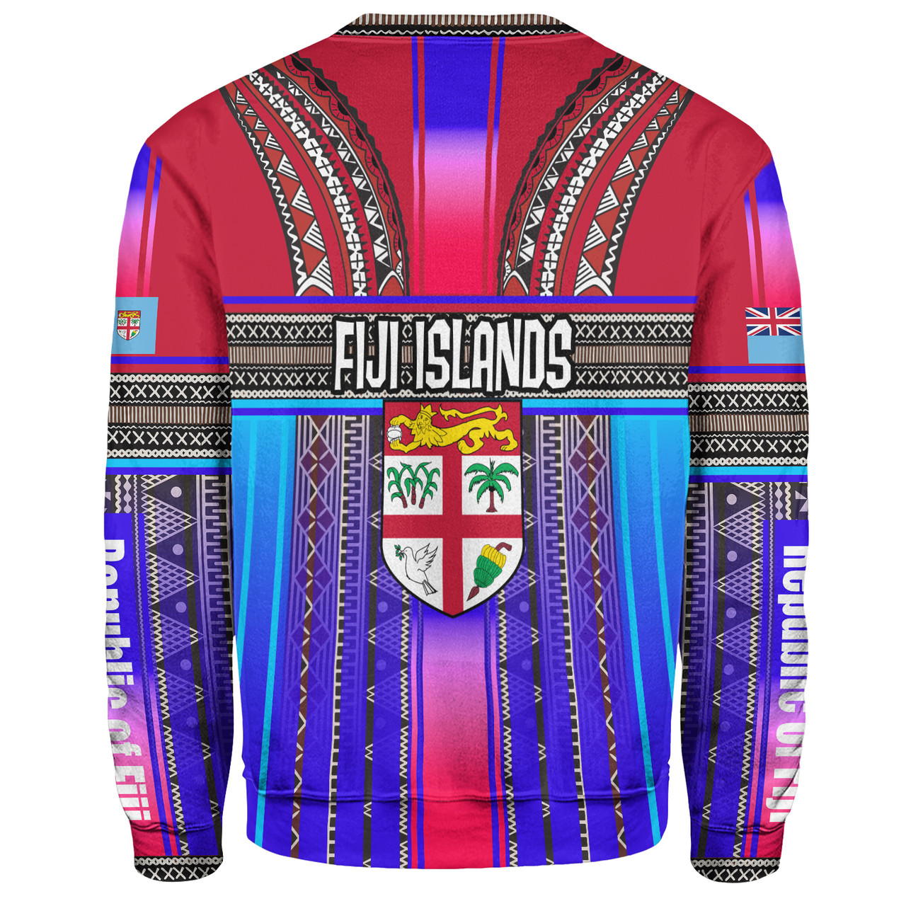 Fiji Sweatshirt Fijian Traditional Masi Patterns Red