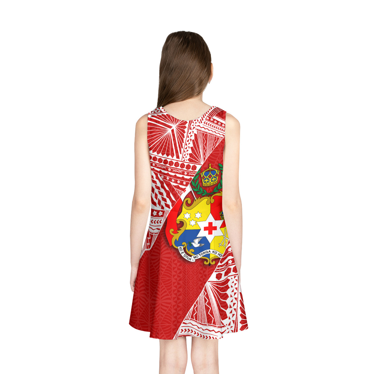 Tonga Girls Sleeveless Sundress Tribal Pattern Tongan Shield