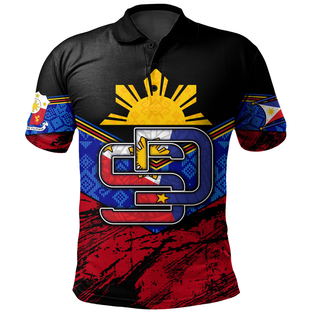 Philippines Filipinos Polo Shirt San Diego Filipino Grunge Brush Stroke Style