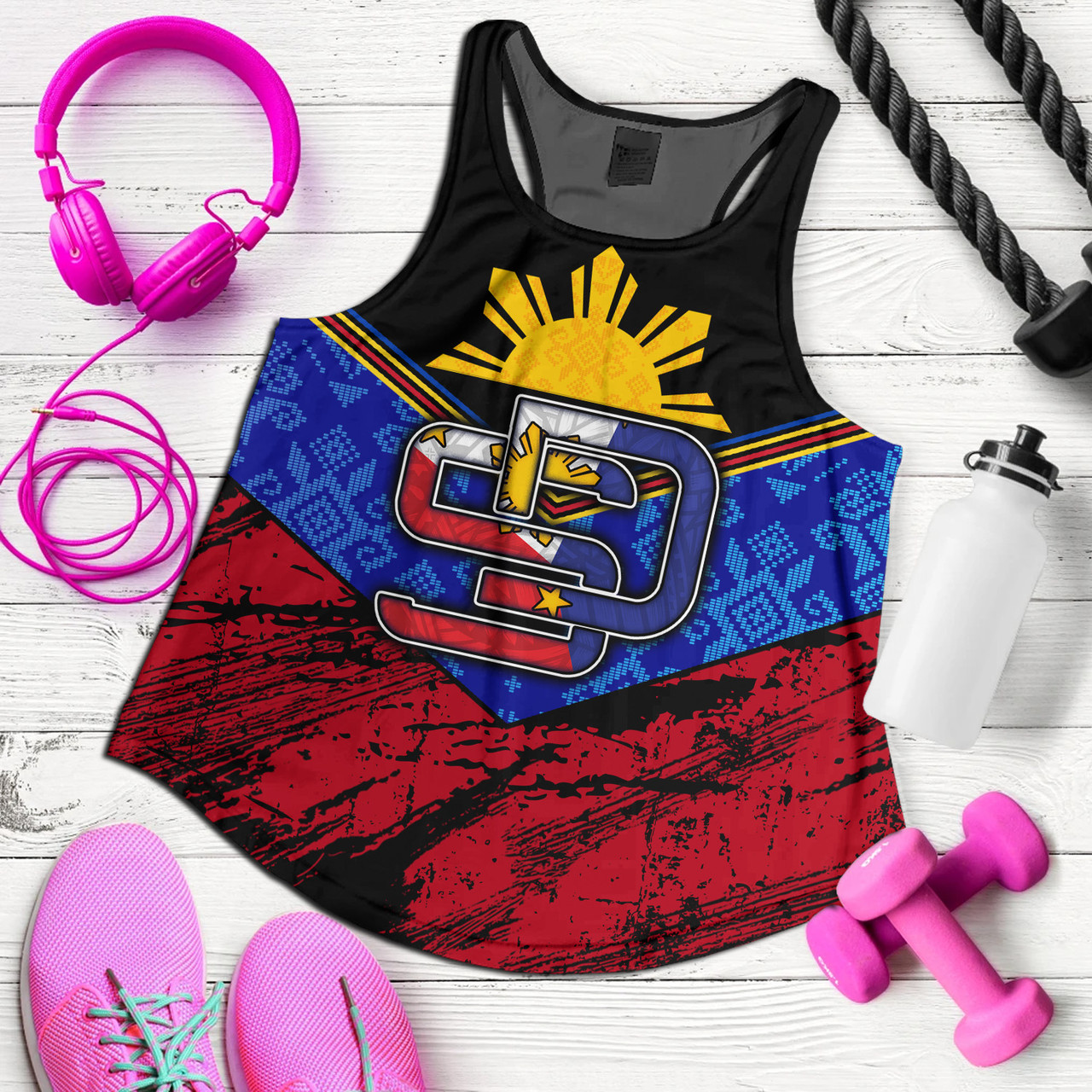 Philippines Filipinos Women Tank San Diego Filipino Grunge Brush Stroke Style