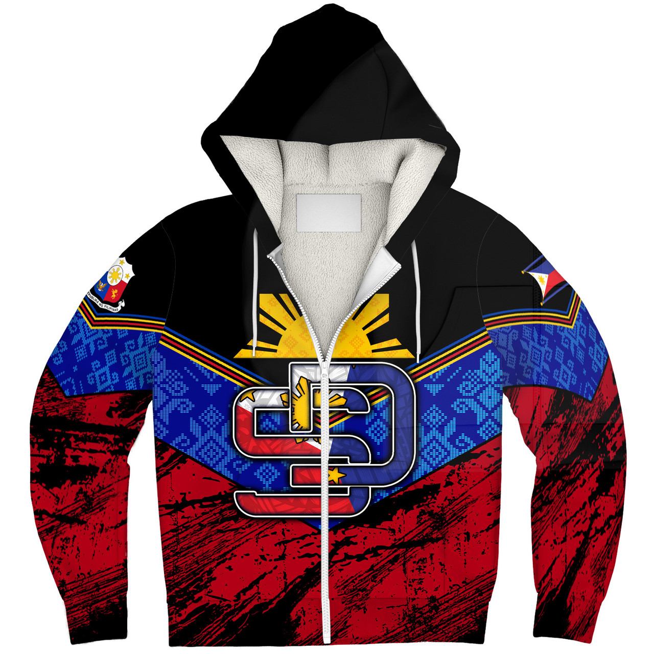 Philippines Filipinos Sherpa Hoodie San Diego Filipino Grunge Brush Stroke Style