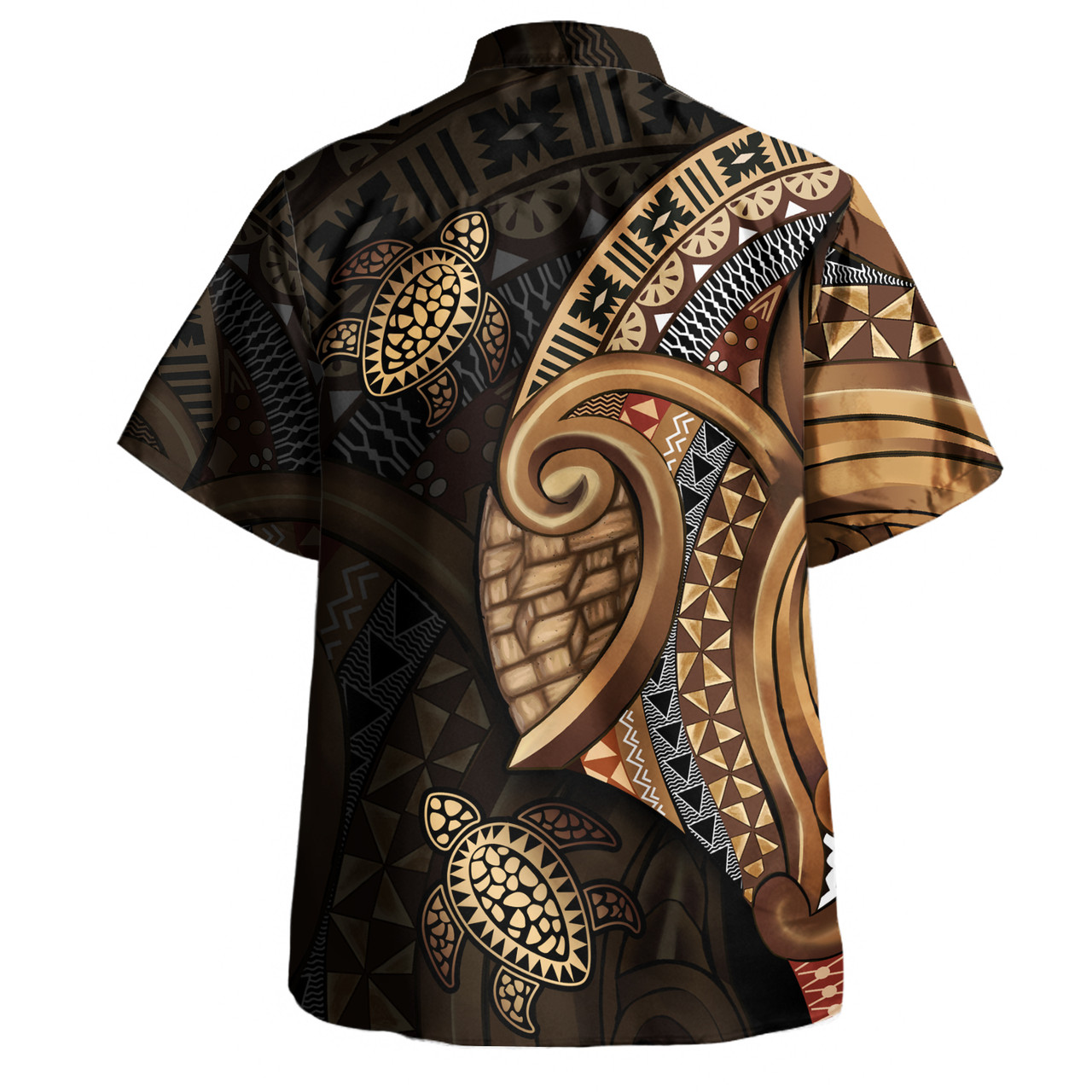Fiji Hawaiian Shirt Golden Turtles Fiji Tribal Pattern