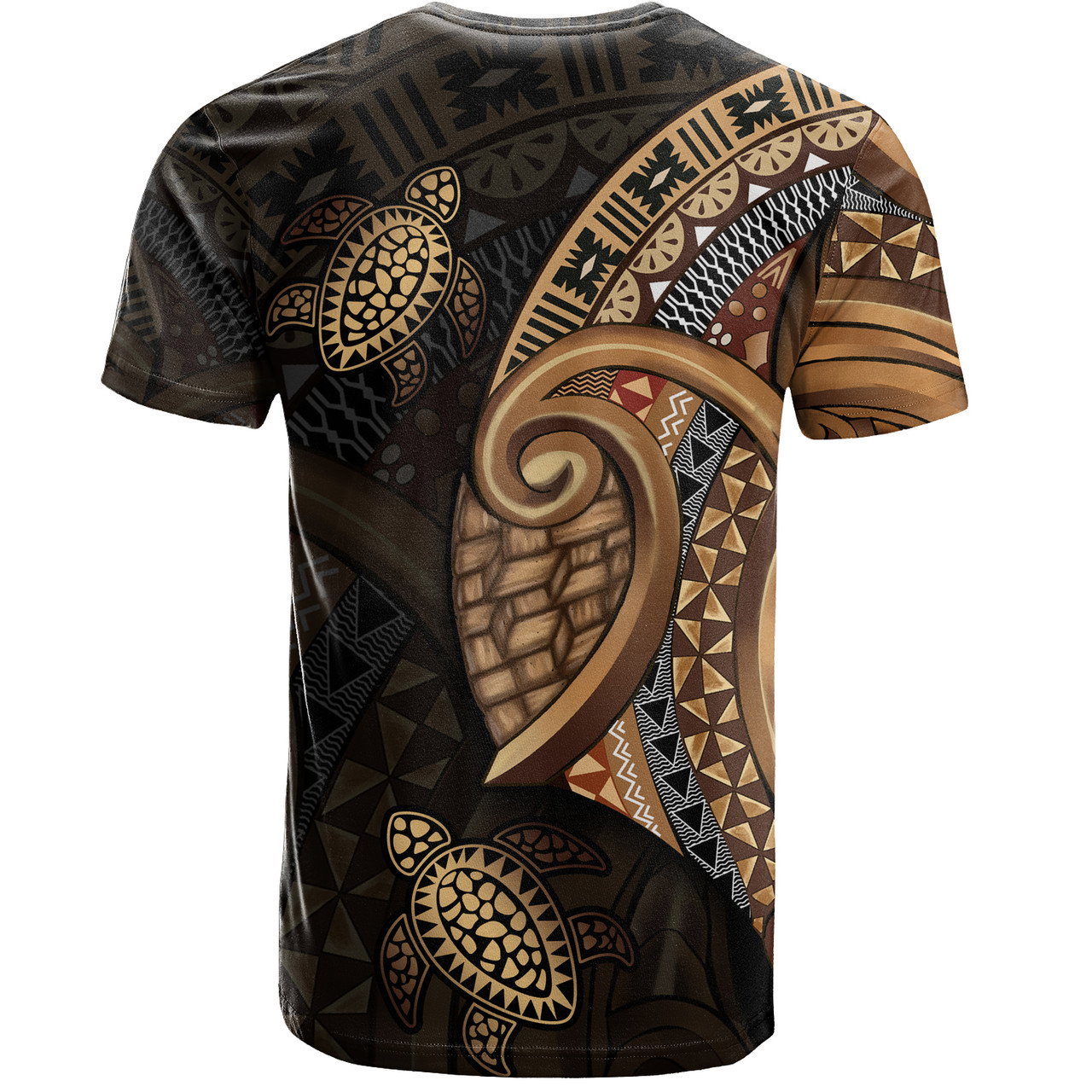 Fiji T-Shirt Golden Turtles Fiji Tribal Pattern