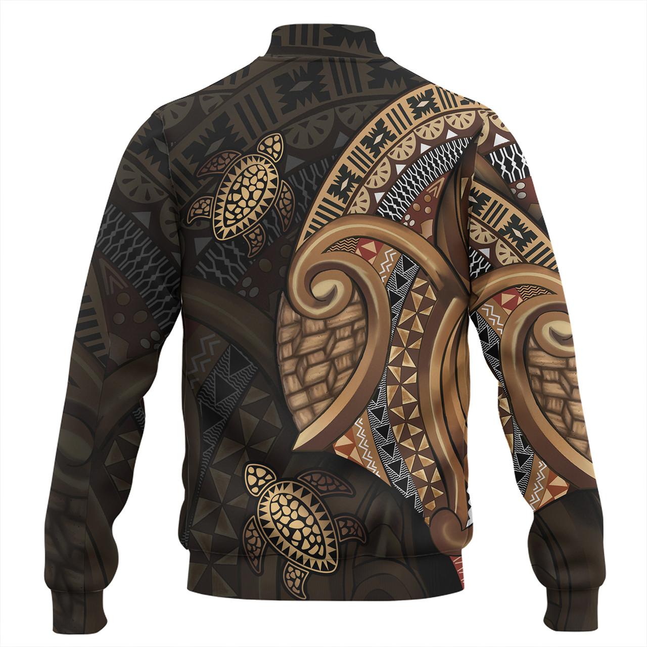 Fiji Baseball Jacket Golden Turtles Fiji Tribal Pattern