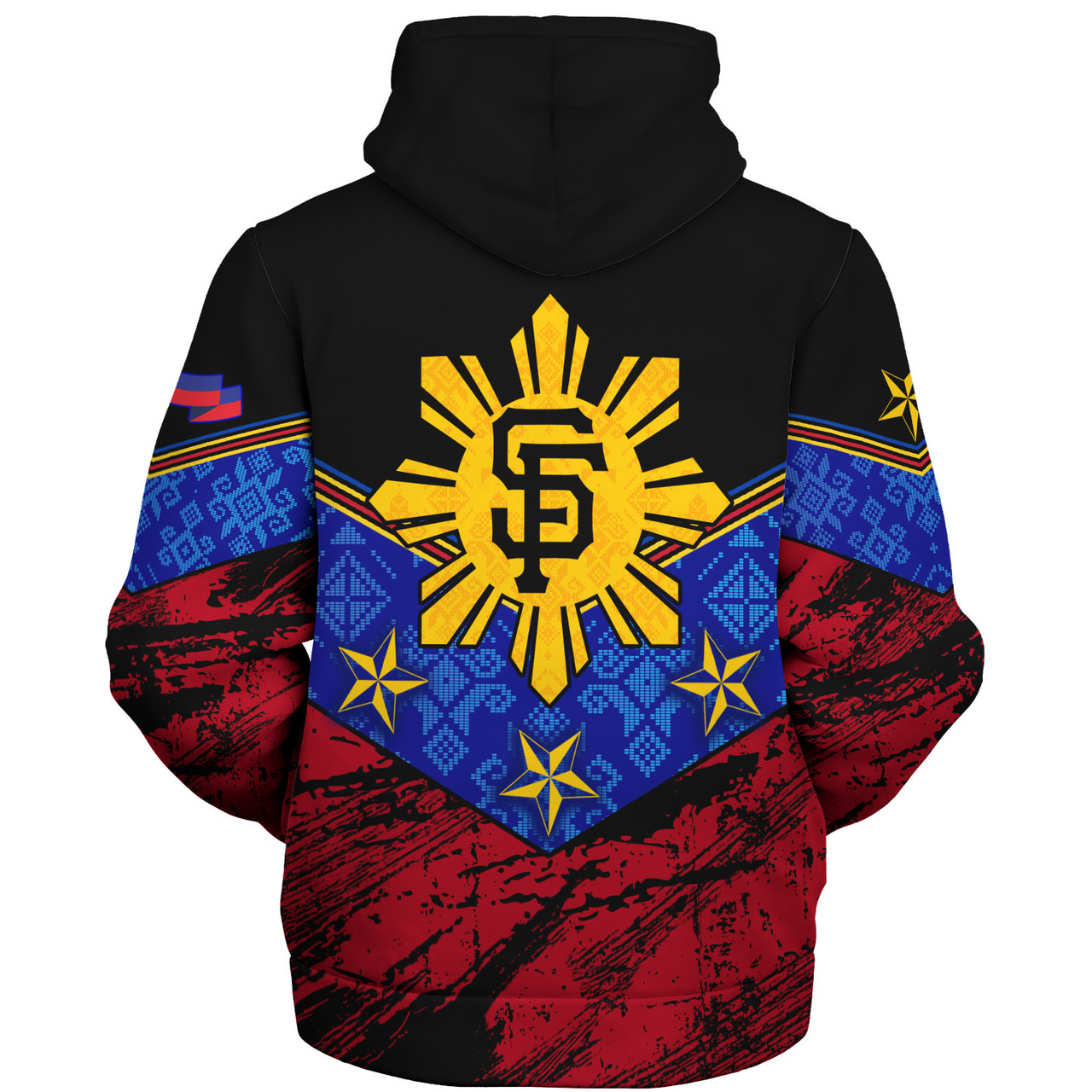 Philippines Filipinos Sherpa Hoodie San Francisco Filipino Grunge Brush Stroke Style