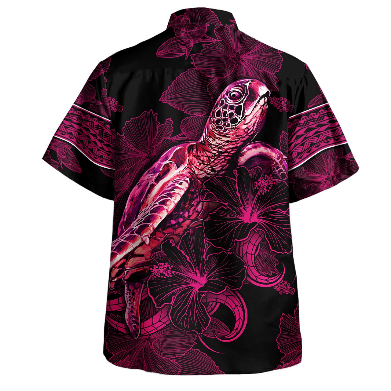 Tokelau Hawaiian Shirt Sea Turtle With Blooming Hibiscus Flowers Tribal Maroon