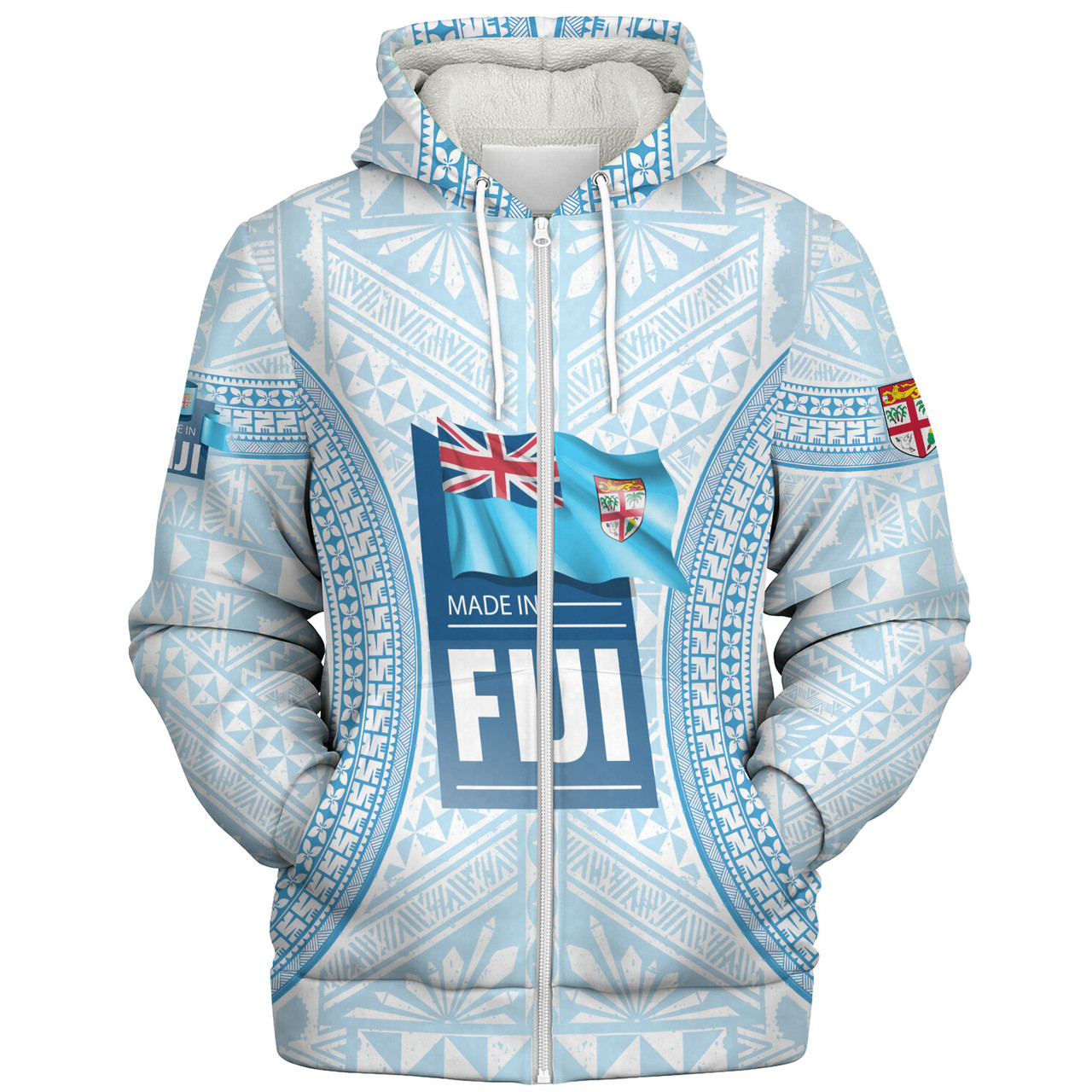 Fiji Sherpa Hoodie Fijian Tapa Style