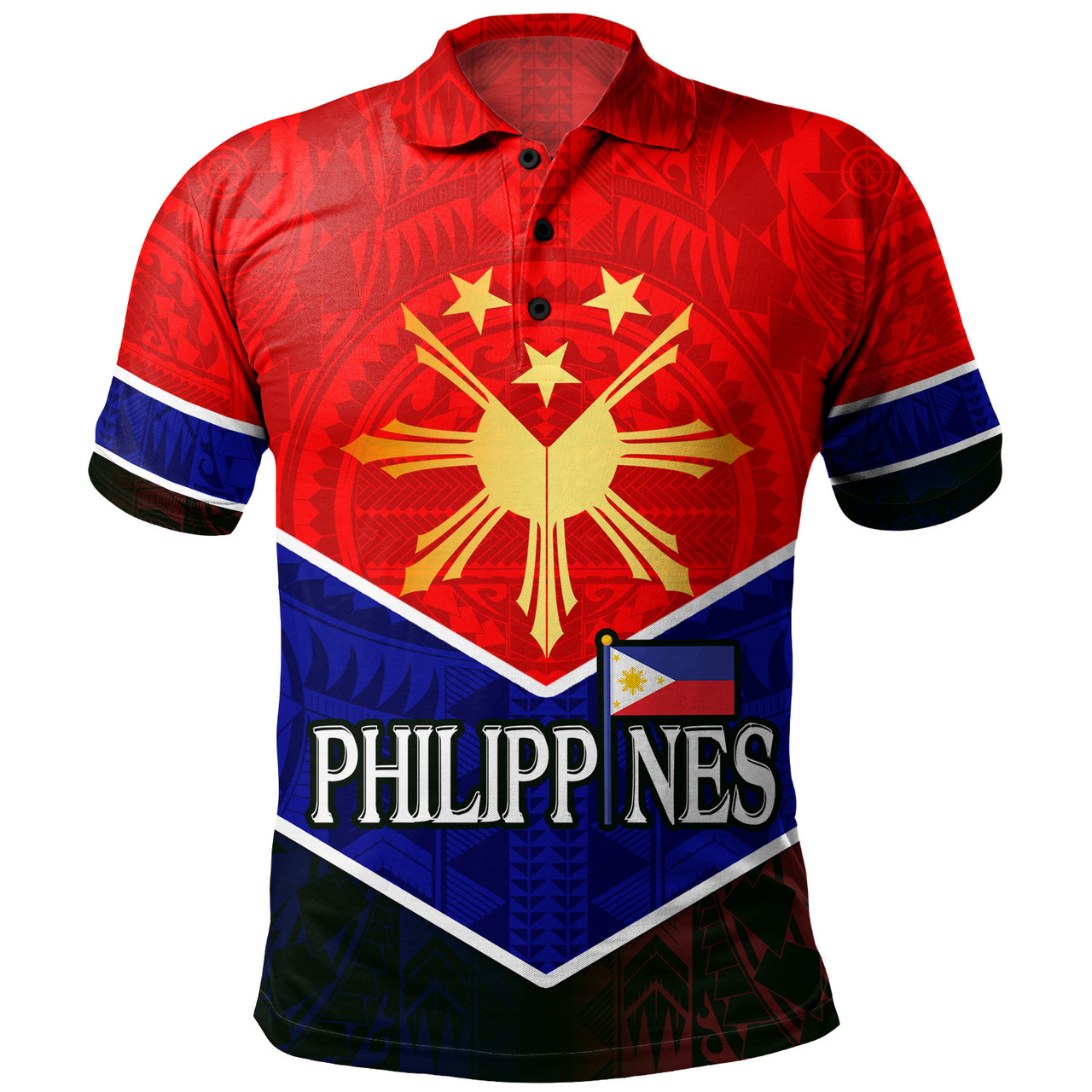 Philippines Filipinos Polo Shirt Sun Filipinos Tribal Flowers Patterns