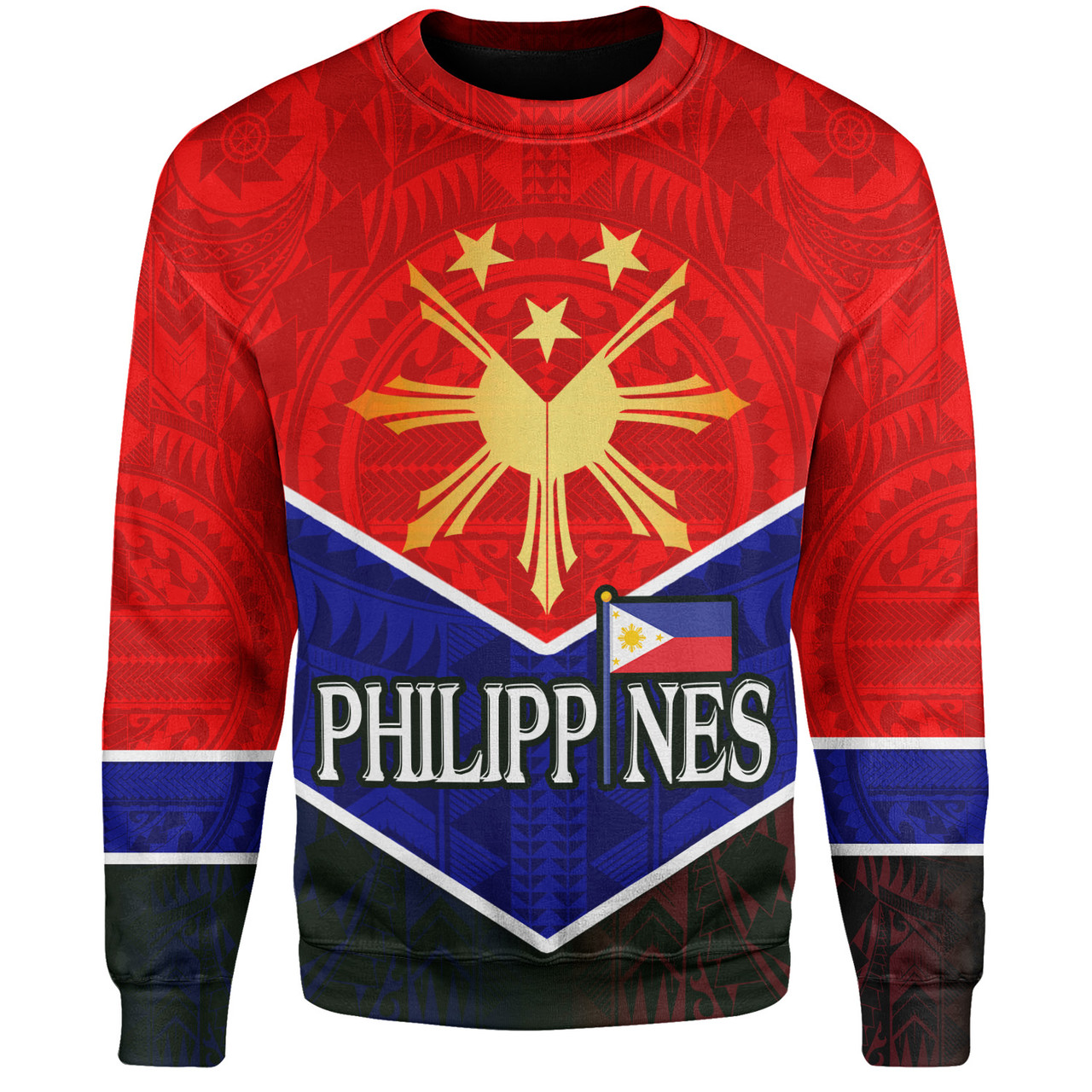 Philippines Filipinos Sweatshirt Sun Filipinos Tribal Flowers Patterns