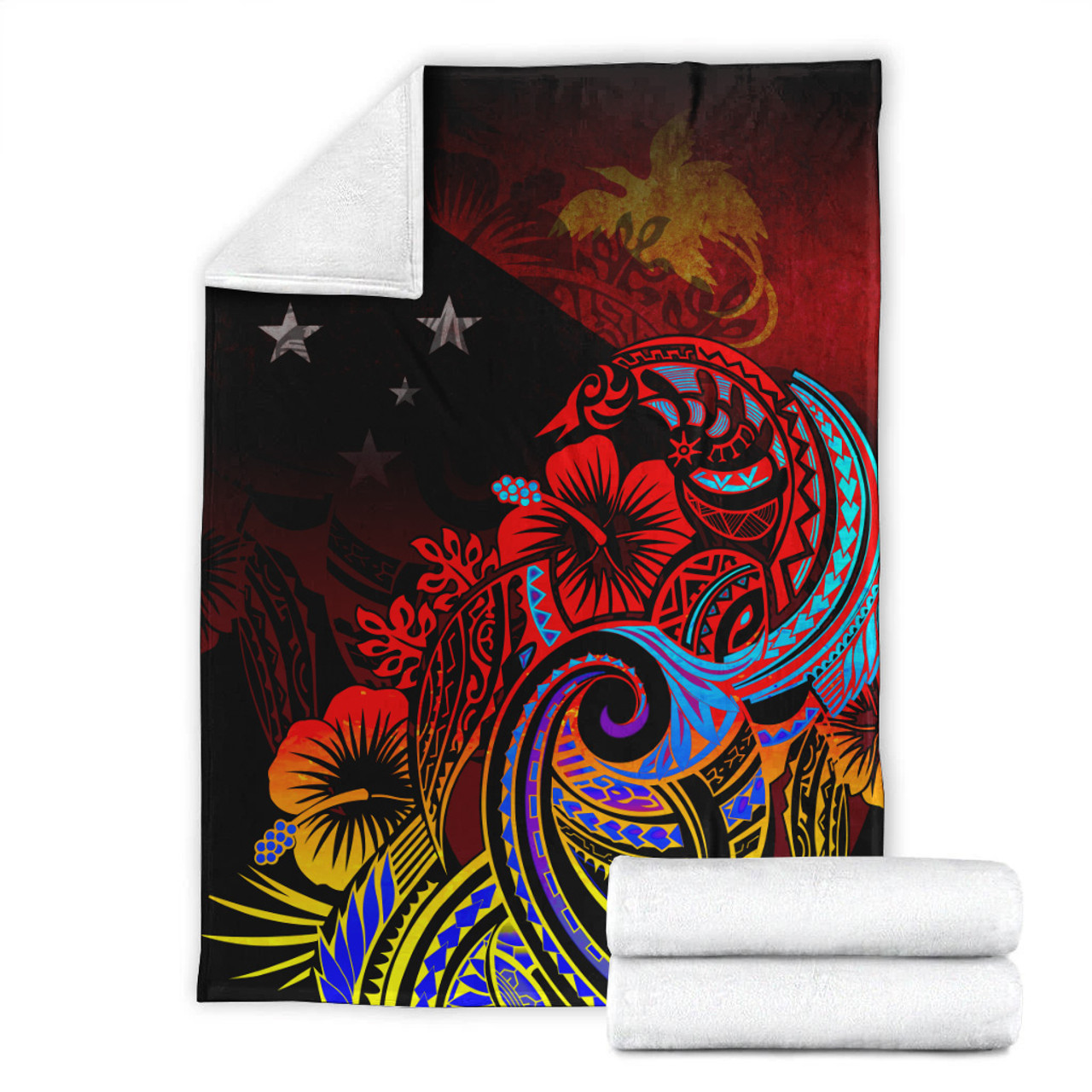 Papua New Guinea Premium Blanket Birds Of Paradise With Flag Color Style