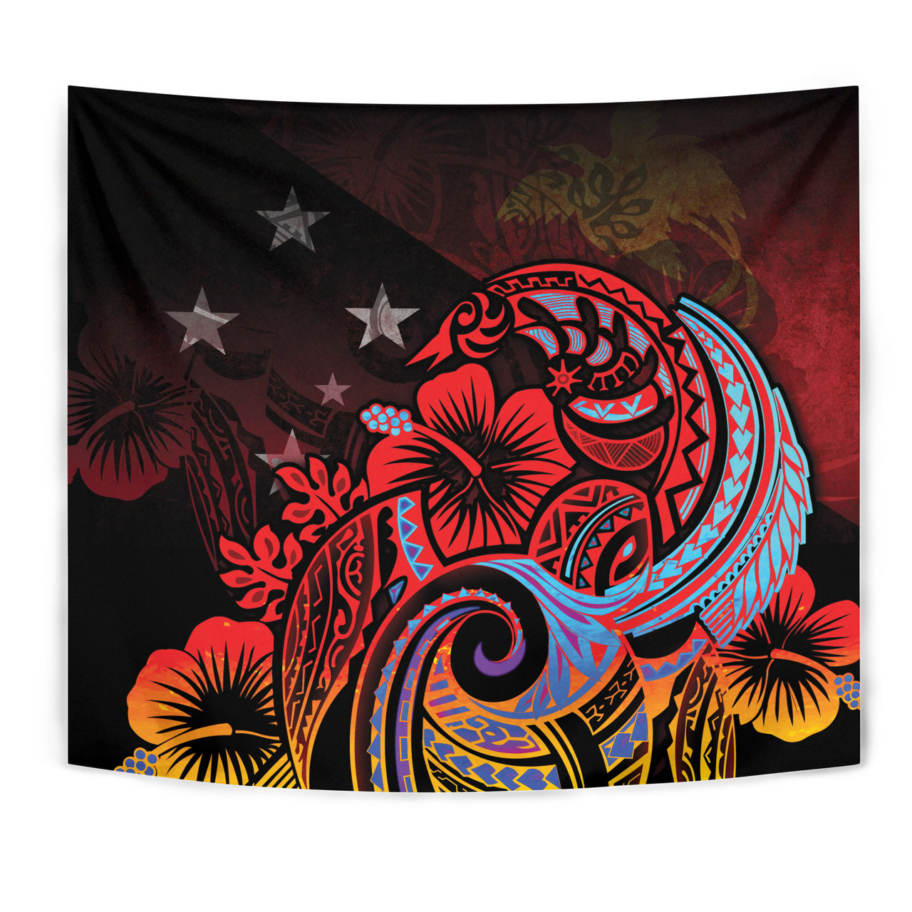 Papua New Guinea Tapestry Birds Of Paradise With Flag Color Style