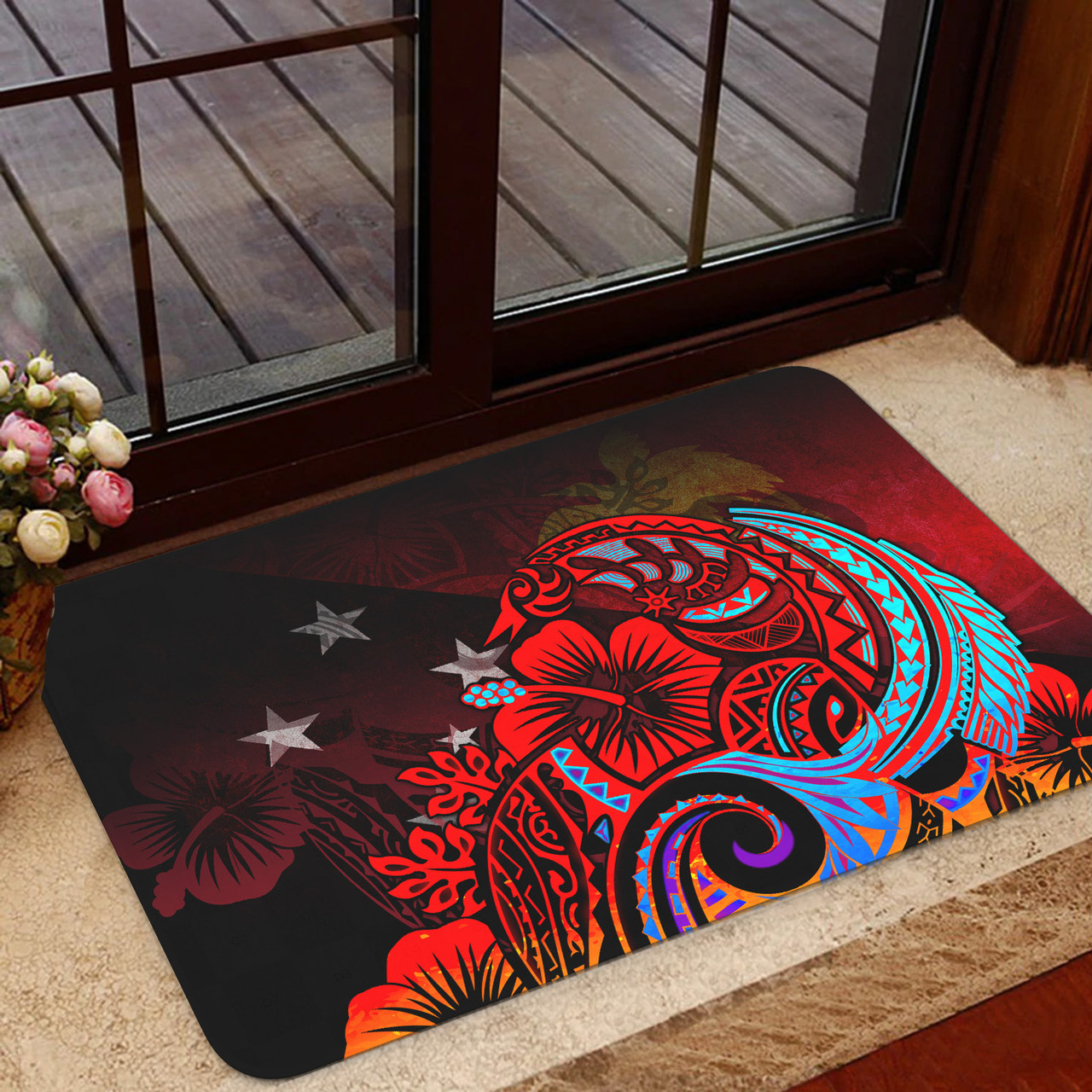 Papua New Guinea Door Mat Birds Of Paradise With Flag Color Style