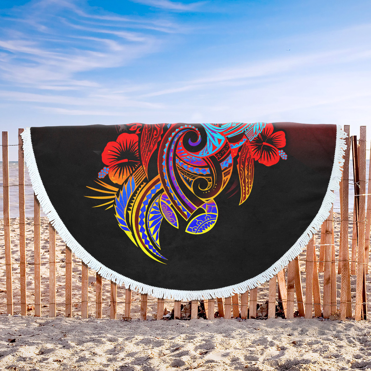 Papua New Guinea Beach Blanket Birds Of Paradise With Flag Color Style