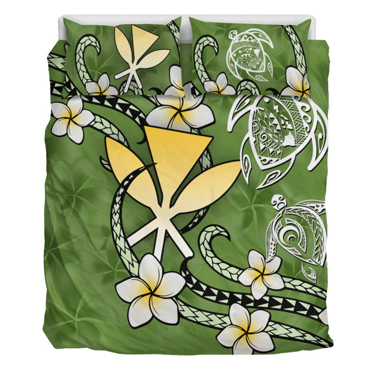 Hawaii Bedding Set Kanaka And Turtle Map Plumeria Polynesia