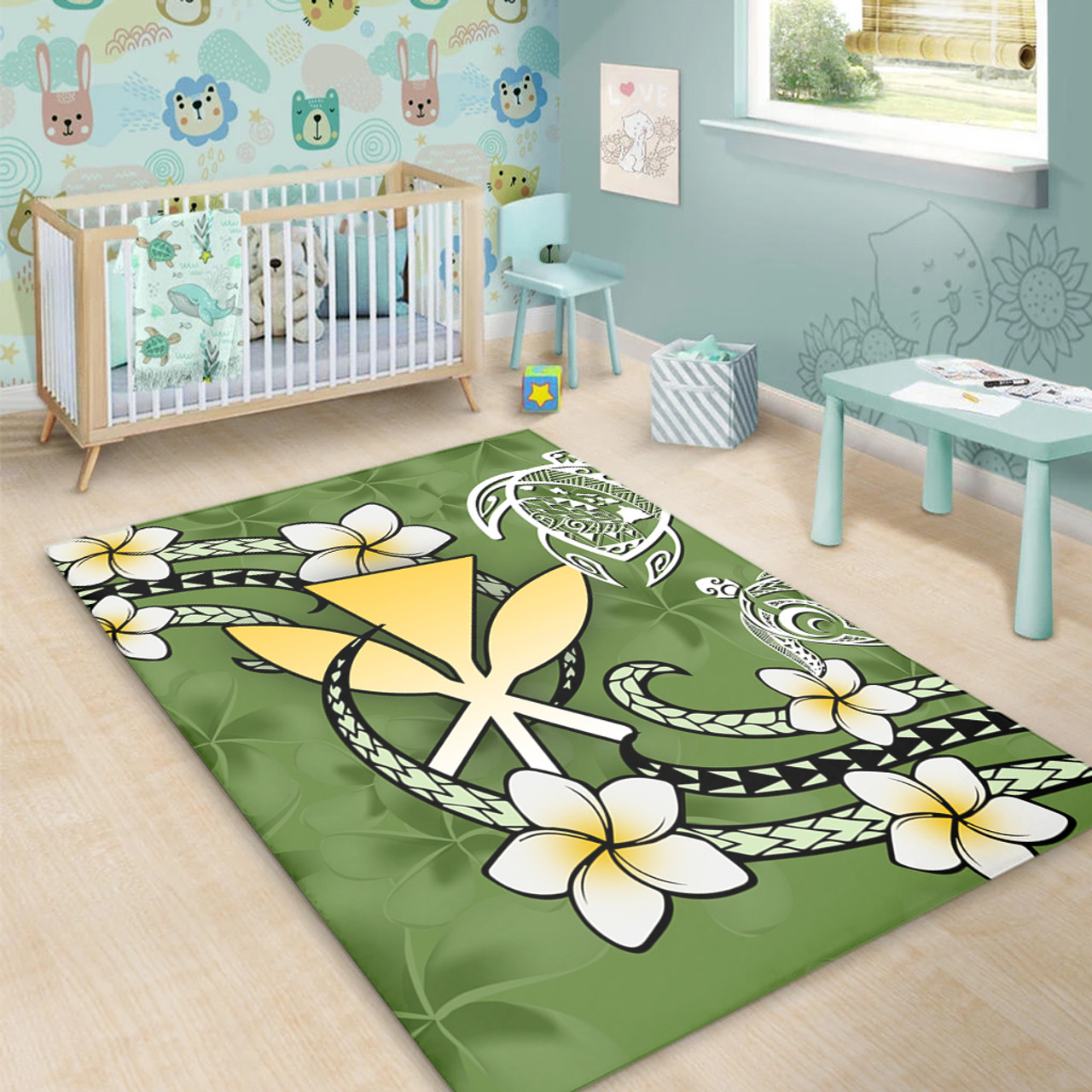 Hawaii Area Rug Kanaka And Turtle Map Plumeria Polynesia