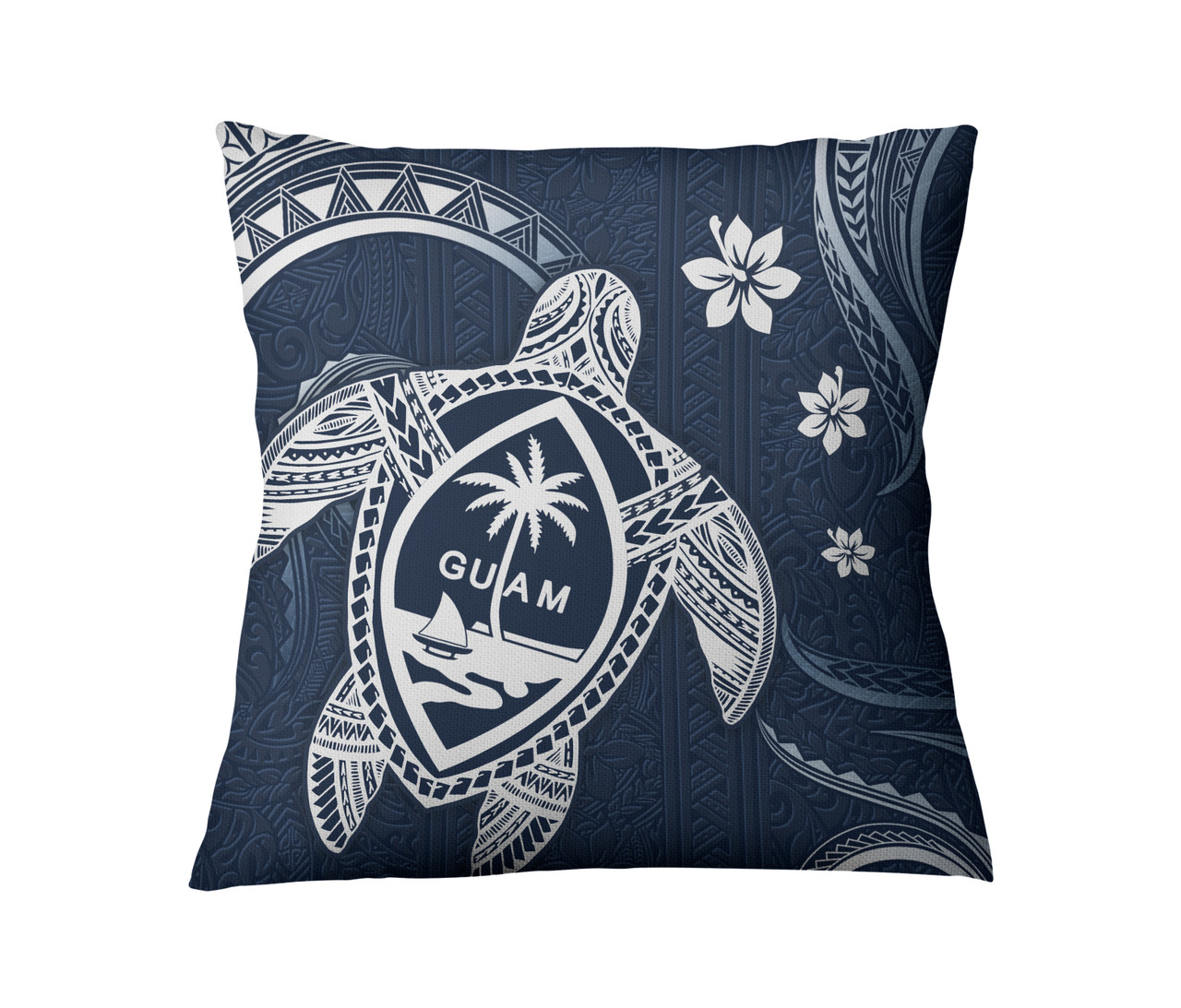 Guam Pillow Cover Turtle Polynesian Pattern Blue Ver