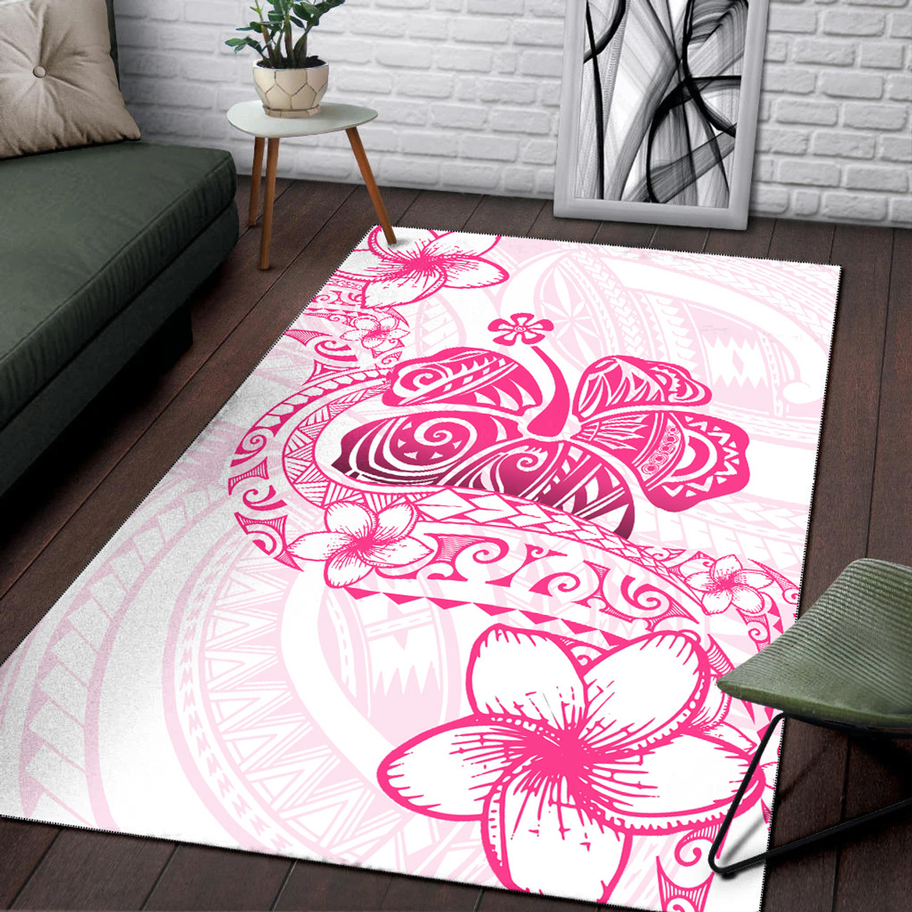 Hawaii Area Rug Pink Hibiscus And Plumeria Flowers Polynesian Decor