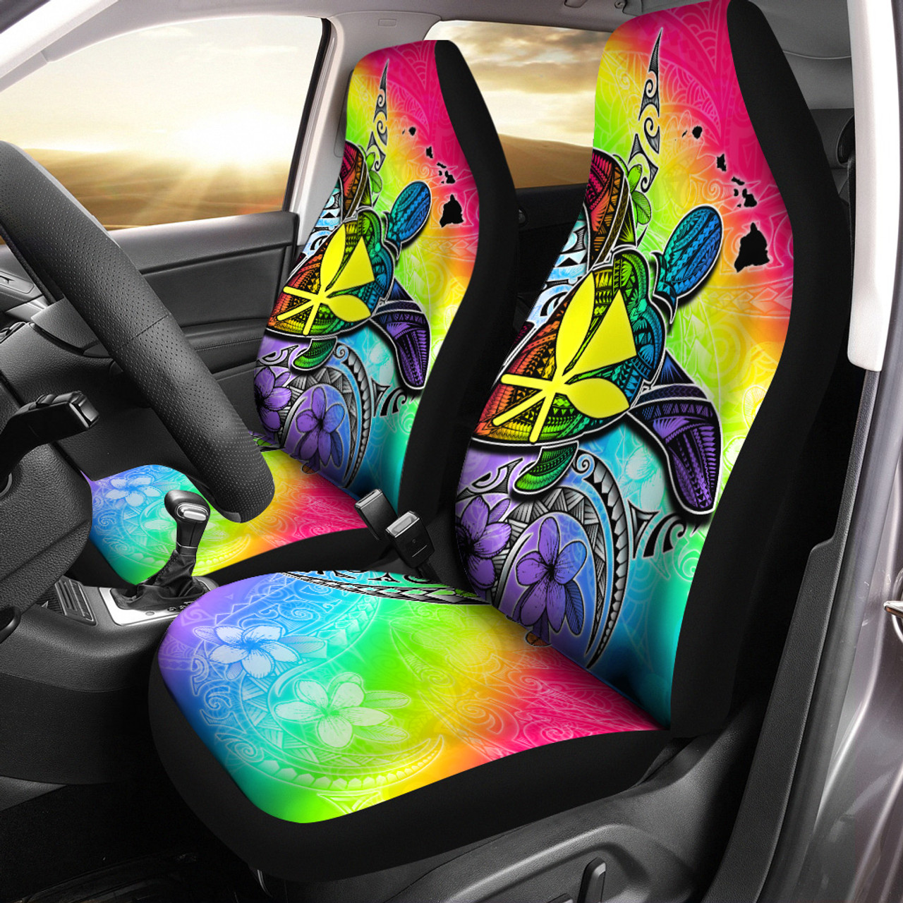 Hawaii Car Seat Covers Hawaii Map And Turtle Tribal Patterns