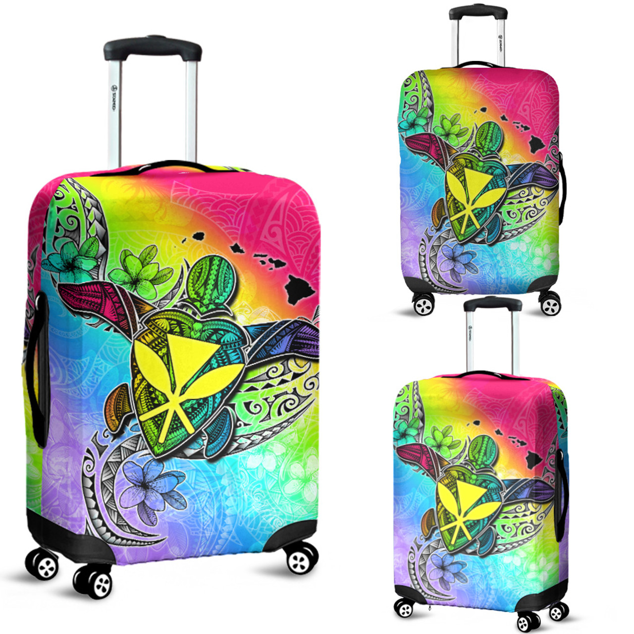 Hawaii Luggage Cover Hawaii Map And Turtle Tribal Patterns