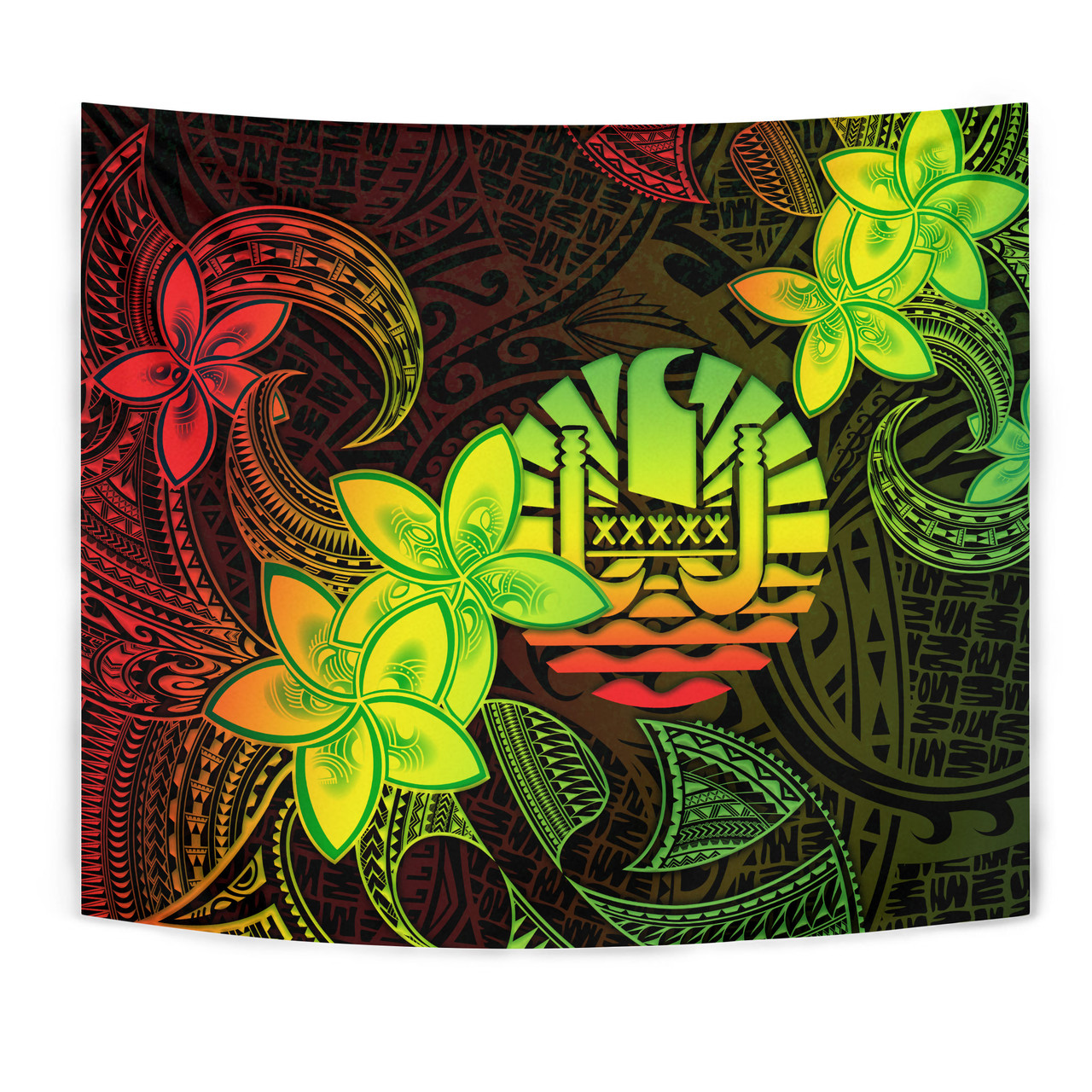 Tahiti Tapestry Plumeria Flowers Vintage Style Reggae Colors