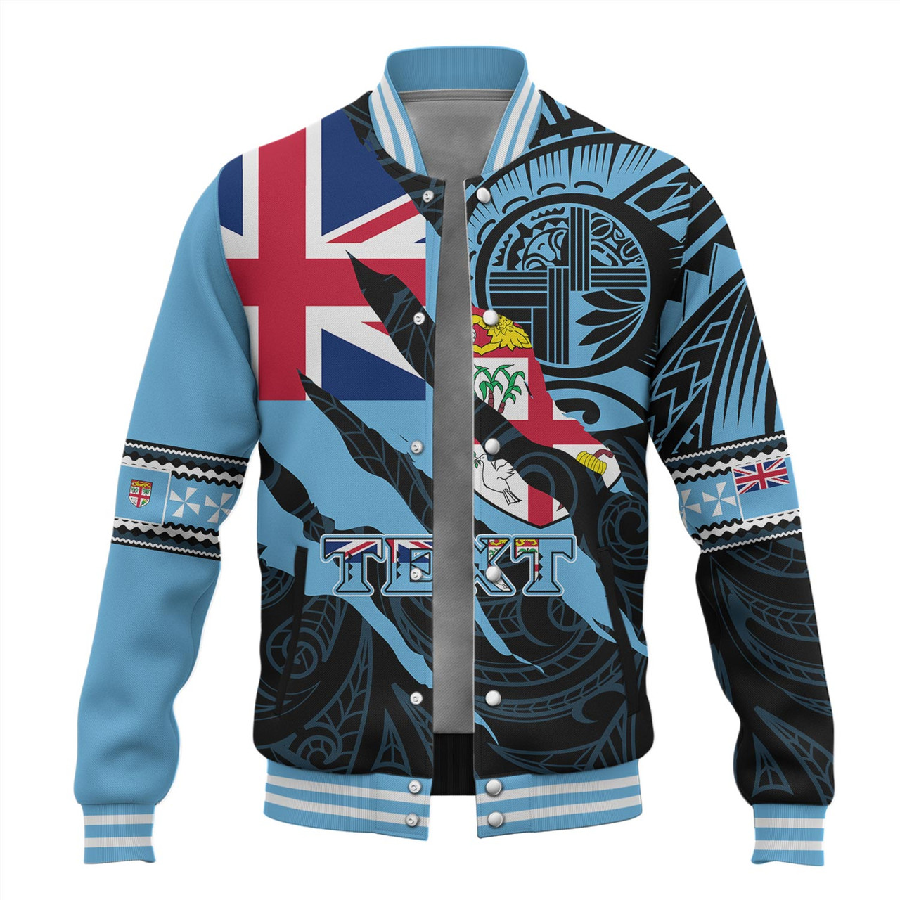 Fiji Baseball Jacket Custom Fiji In My Heart Polynesian Style