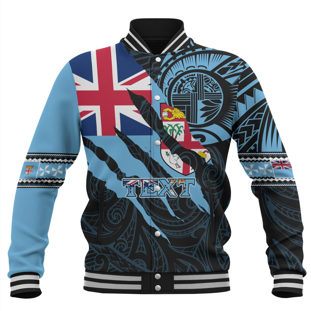 Fiji Baseball Jacket Custom Fiji In My Heart Polynesian Style