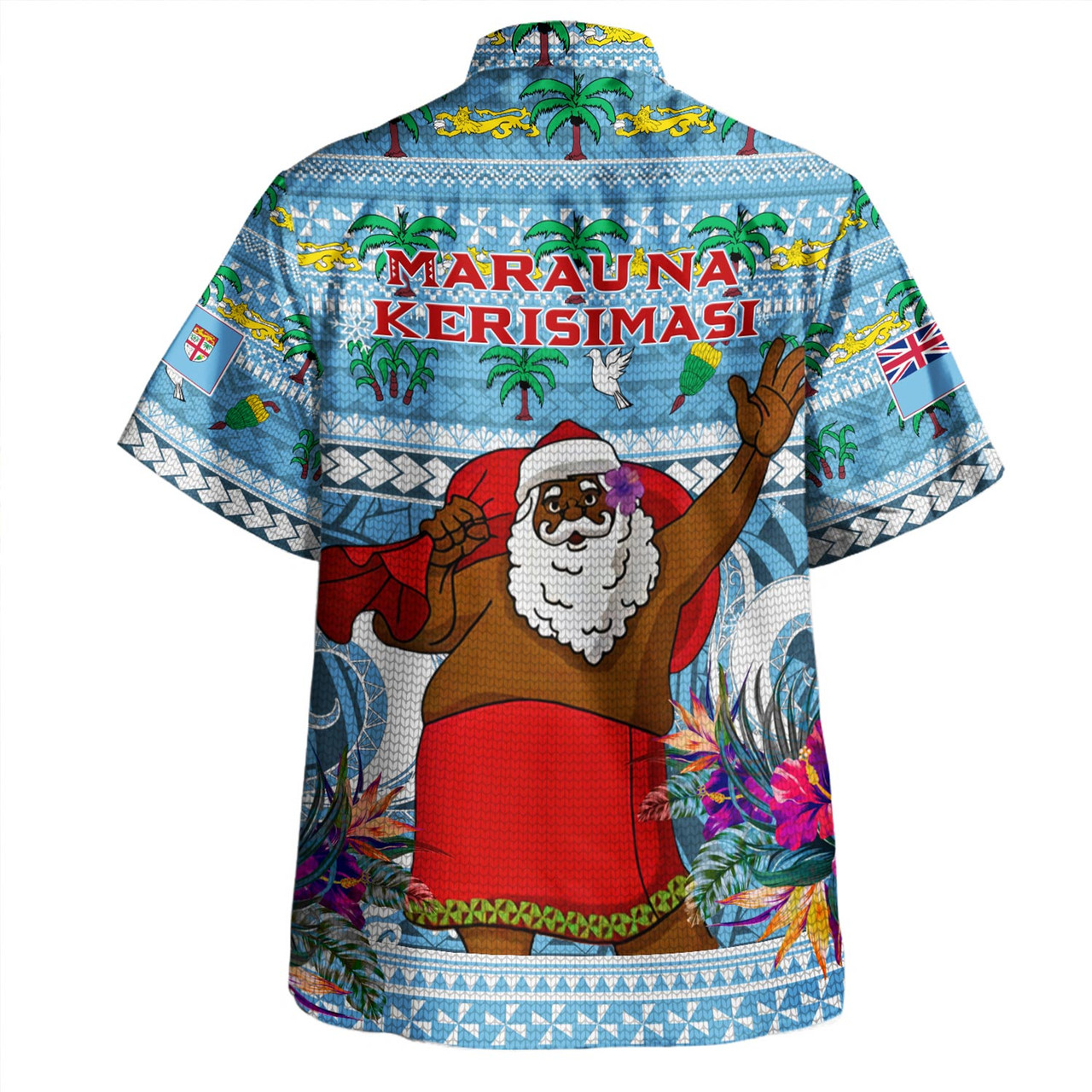 Fiji Hawaiian Shirt Custom Merry Christmas Bula Santa Marau na Kerisimasi Fiji