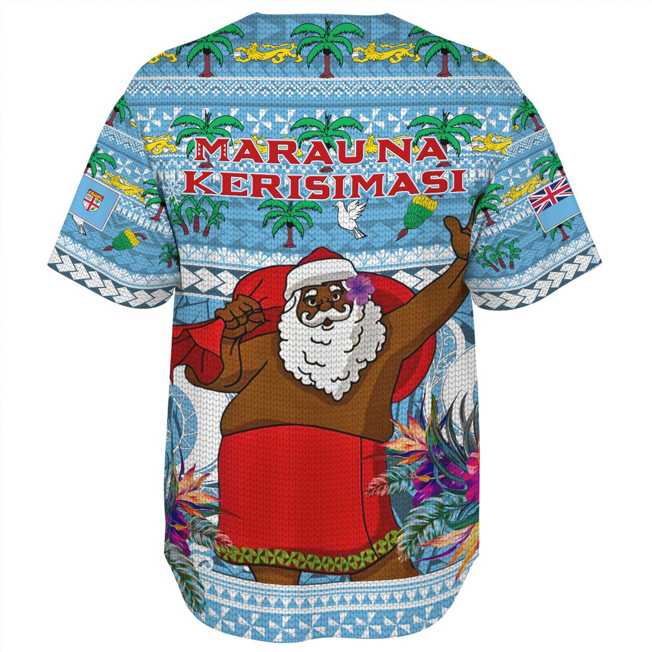 Fiji Baseball Shirt Custom Merry Christmas Bula Santa Marau na Kerisimasi Fiji