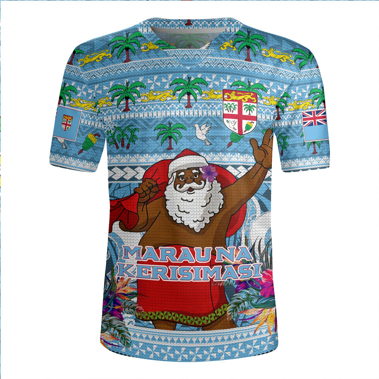 Fiji Rugby Jersey Custom Merry Christmas Bula Santa Marau na Kerisimasi Fiji