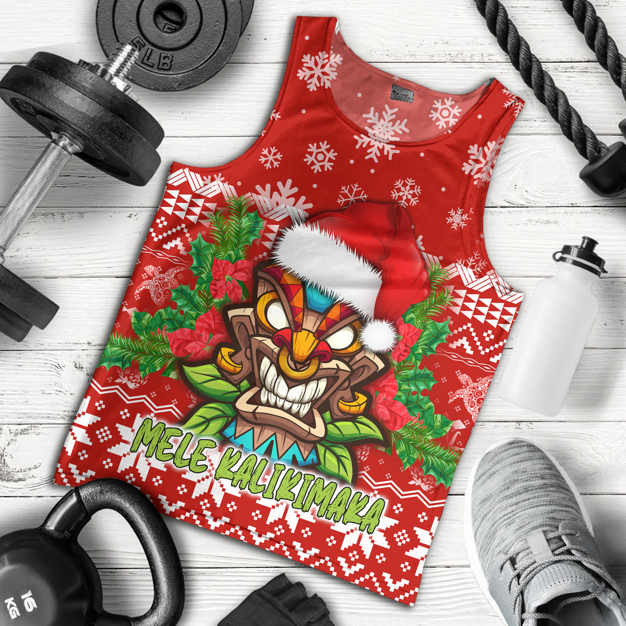 Hawaii Tank Top Christmas Tiki Polynesian Pattern