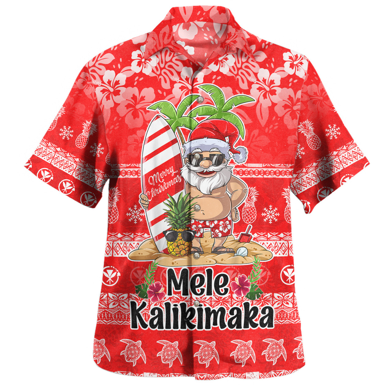 Hawaii Hawaiian Shirt Mele Kalikimaka Merry Christmas Tree Pineapple Tropical