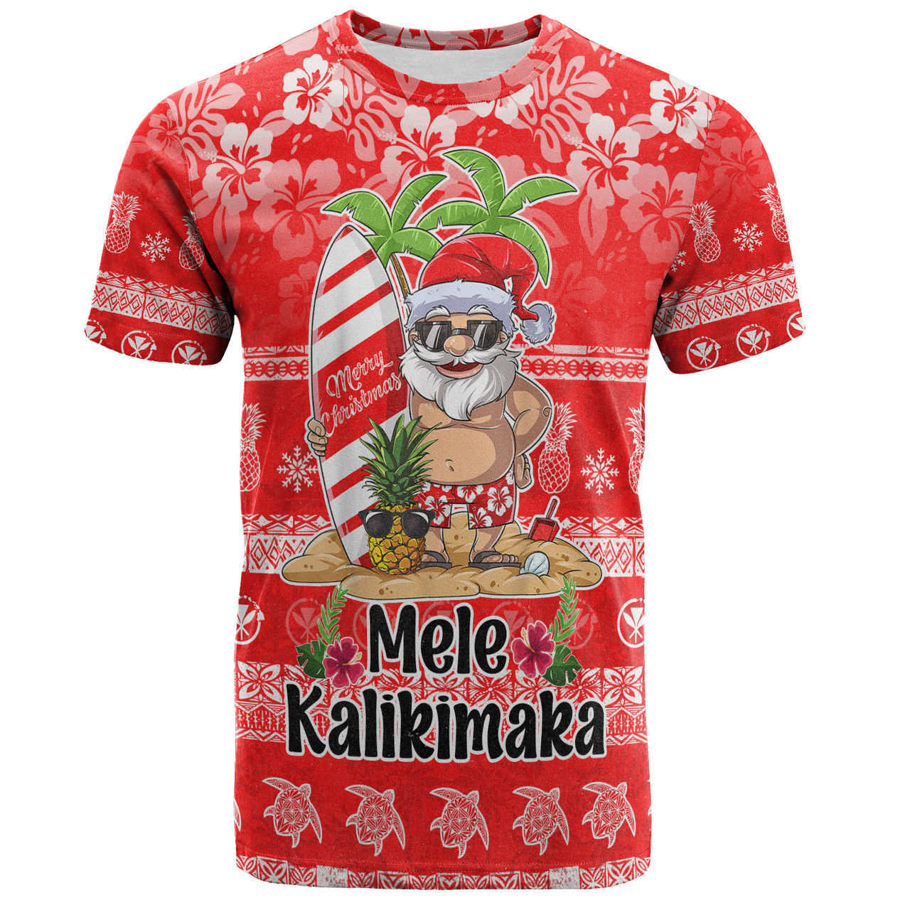 Hawaii T-Shirt Mele Kalikimaka Merry Christmas Tree Pineapple Tropical