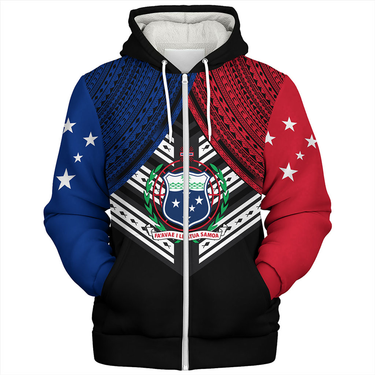 Samoa Sherpa Hoodie Tribal Pacific Design