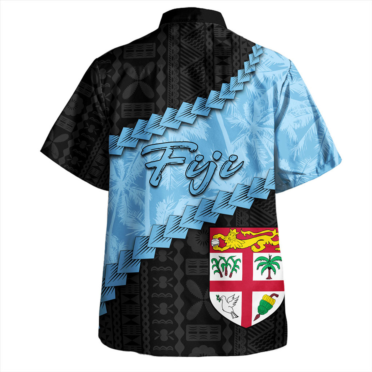 Fiji Hawaiian Shirt Coconut Pattern And Coat Of Arms