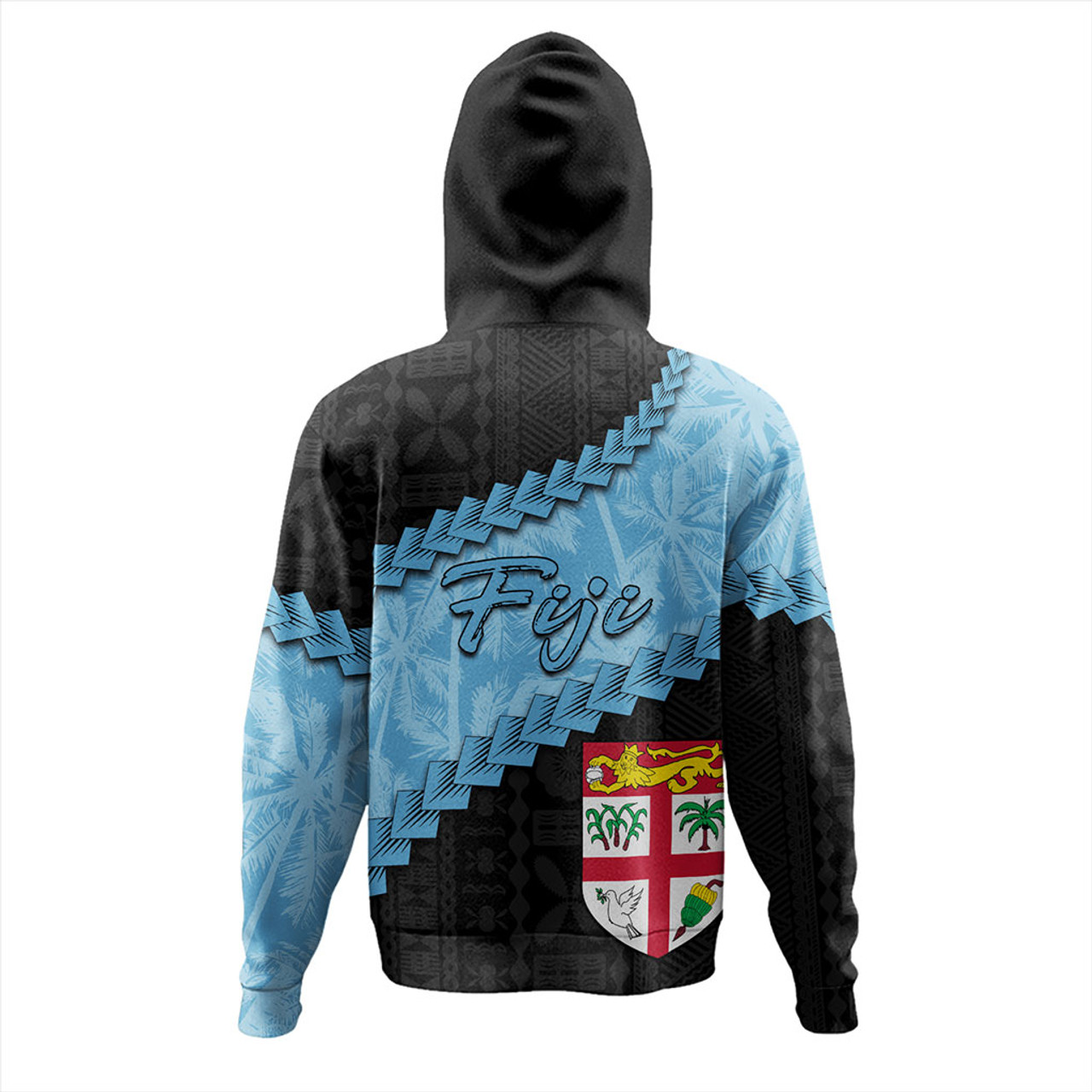 Fiji Hoodie Coconut Pattern And Coat Of Arms