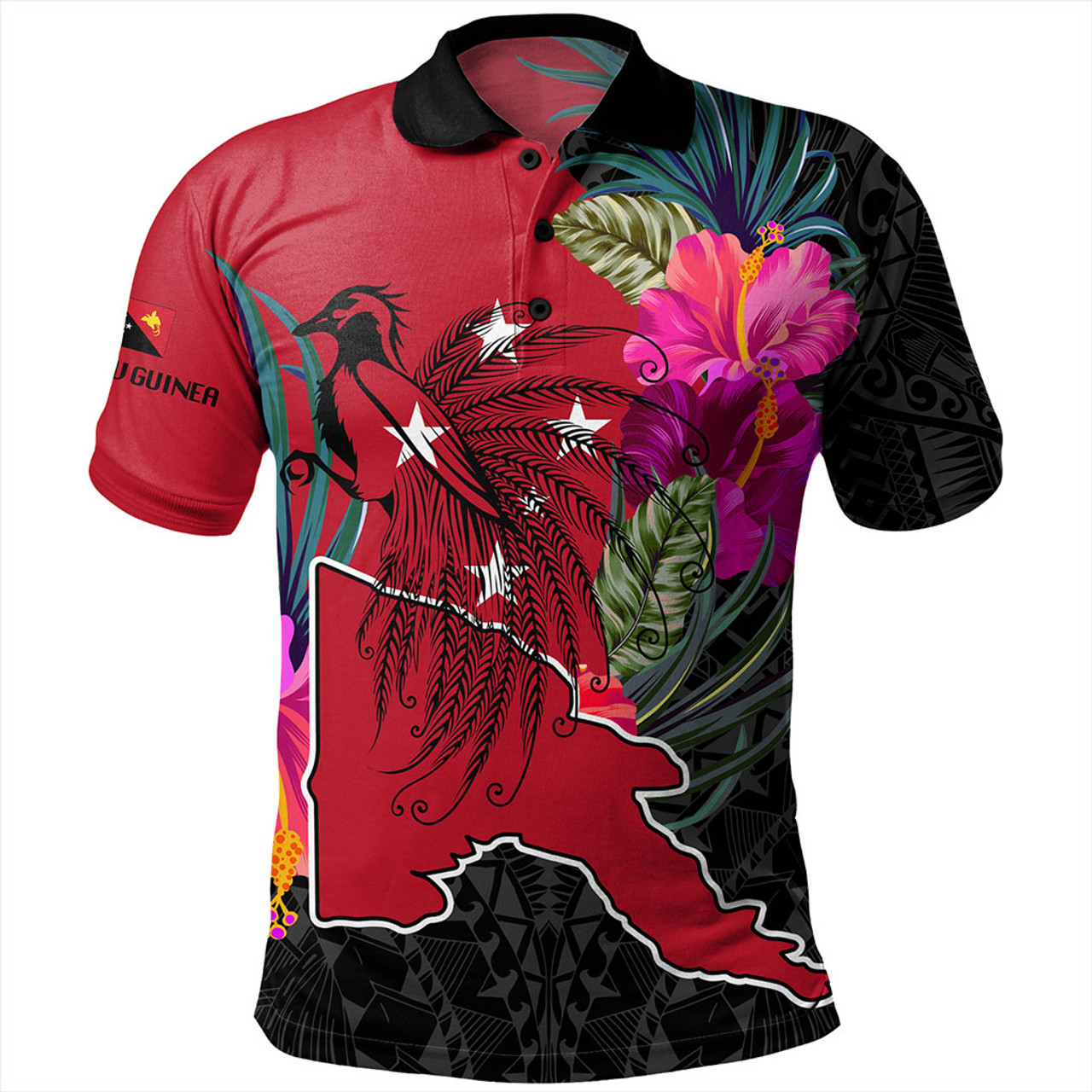 Papua New Guinea Polo Shirt Map Tropical Style