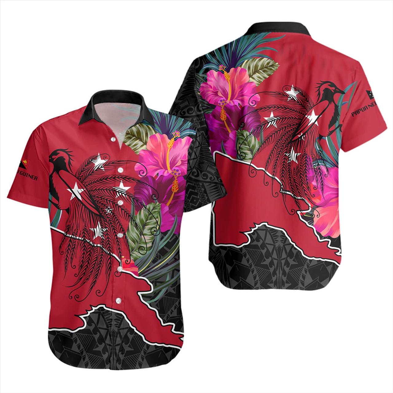 Papua New Guinea Short Sleeve Shirt Map Tropical Style