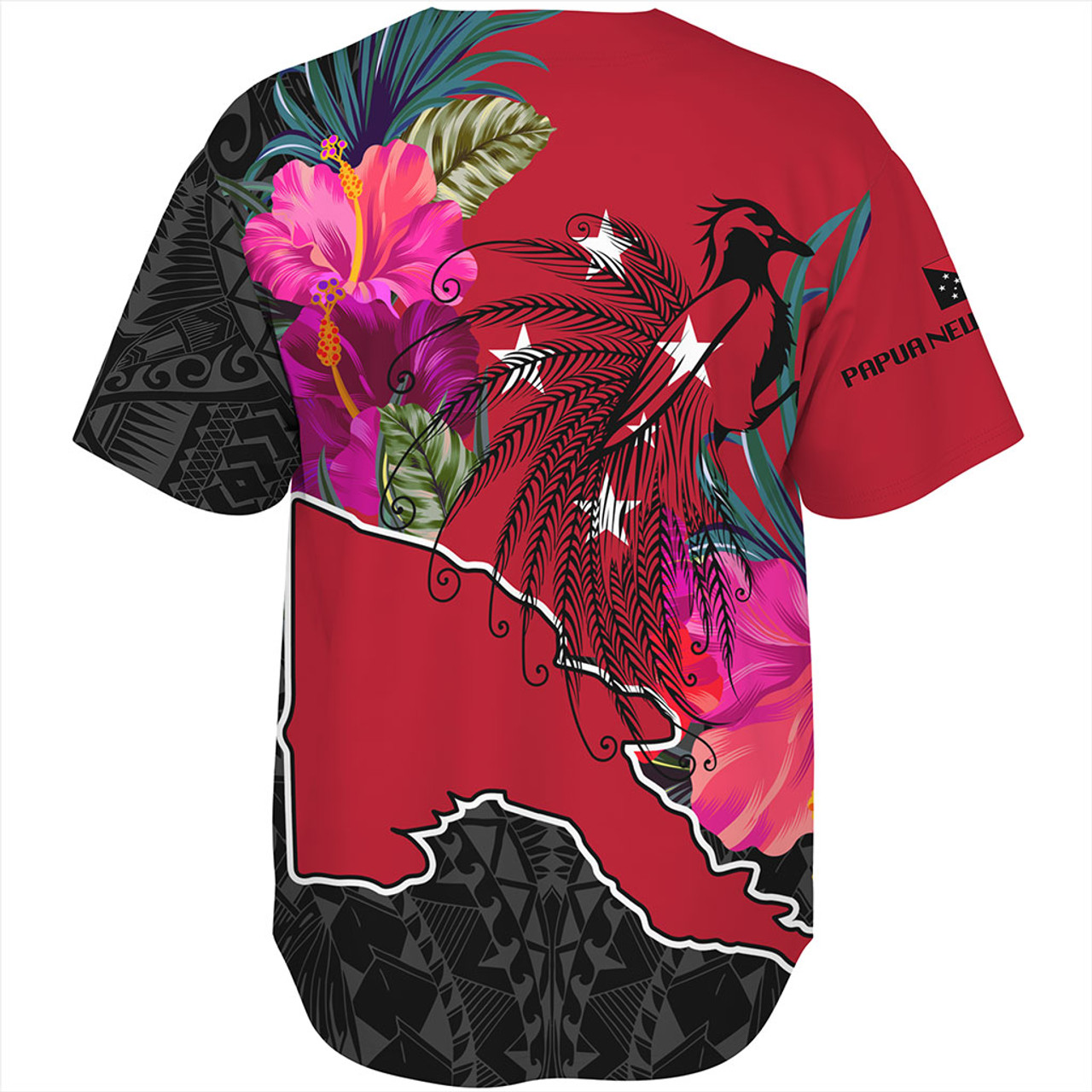 Papua New Guinea Baseball Shirt Map Tropical Style