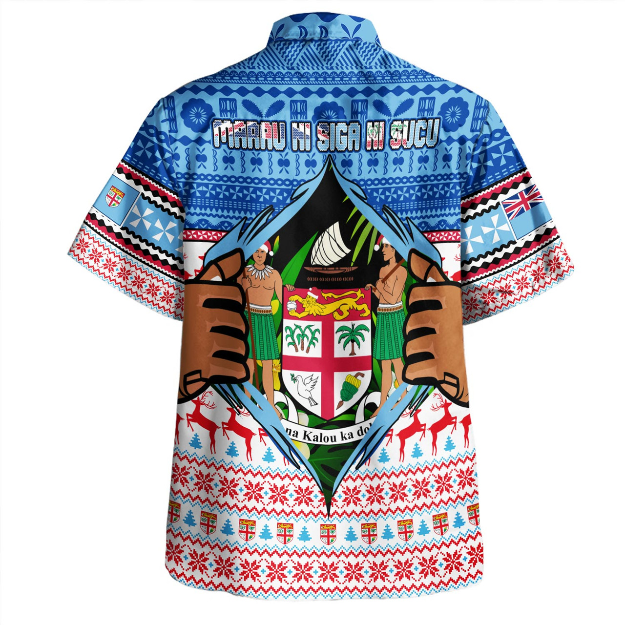 Fiji Hawaiian Shirt Merry Christmas Born Fijian Masi Knitted Ugly Christmas Pattern