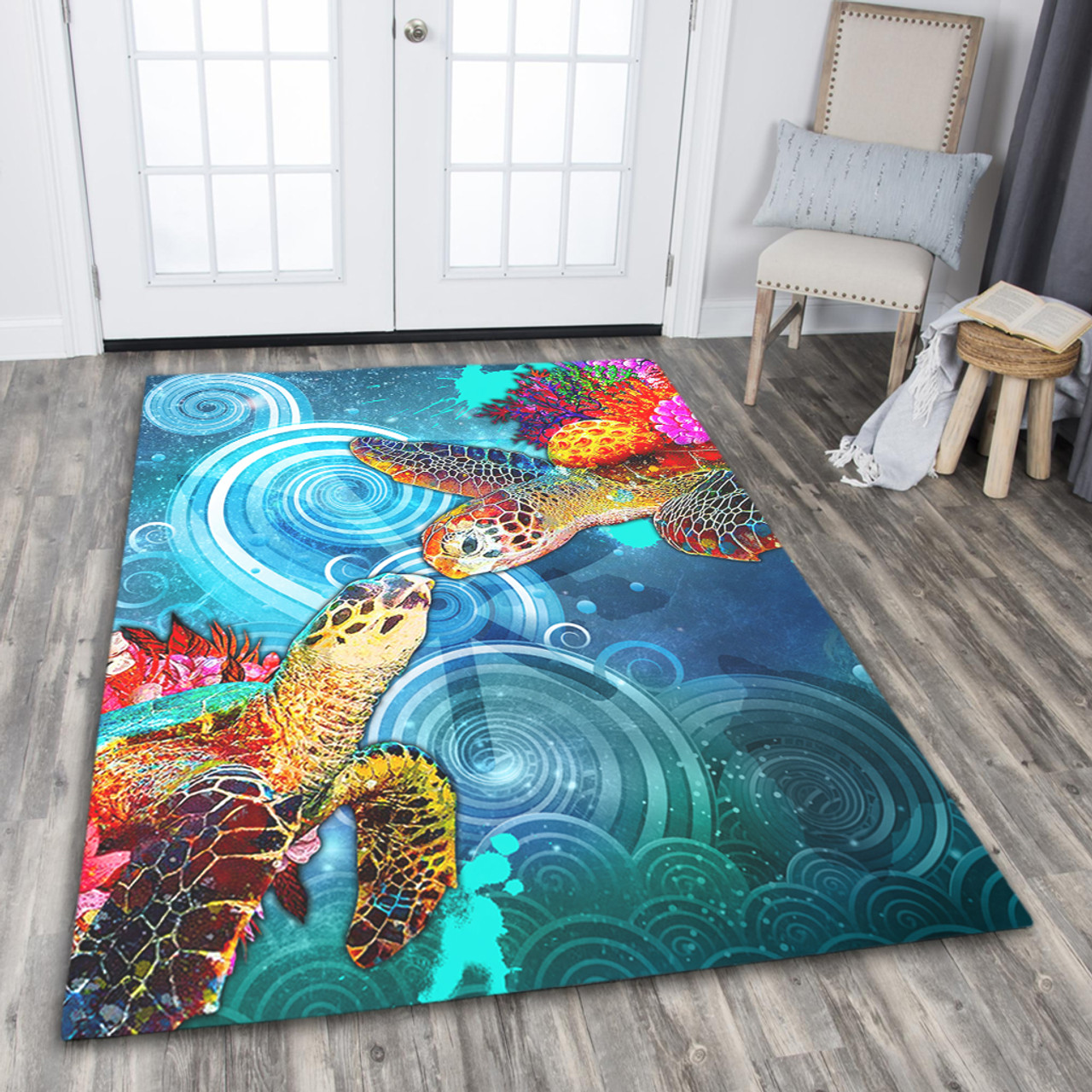 Hawaii Area Rug Turtle Kiss Ocean Galaxy