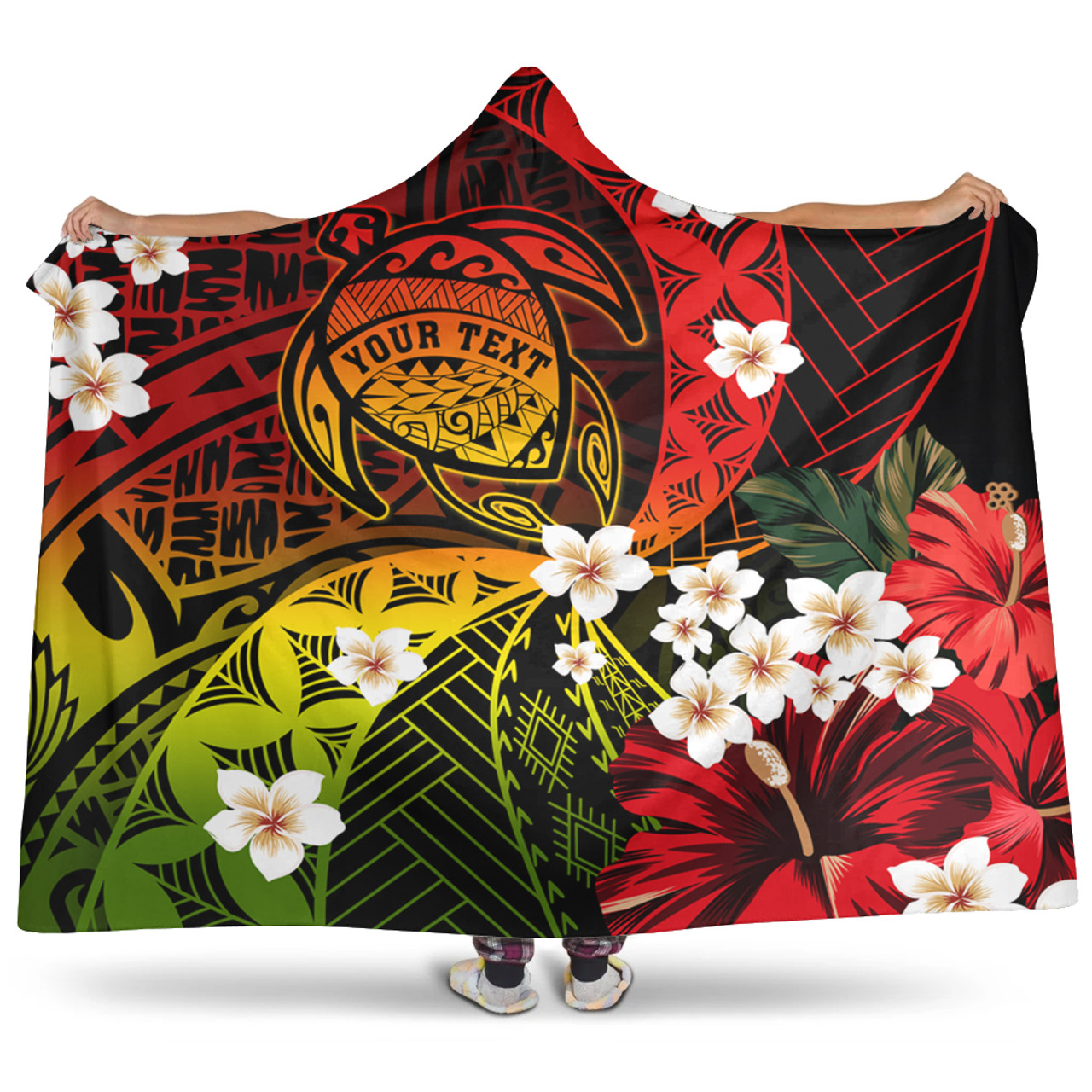 Hawaii Hooded Blanket Custom Turtle Style Reggae Tropical