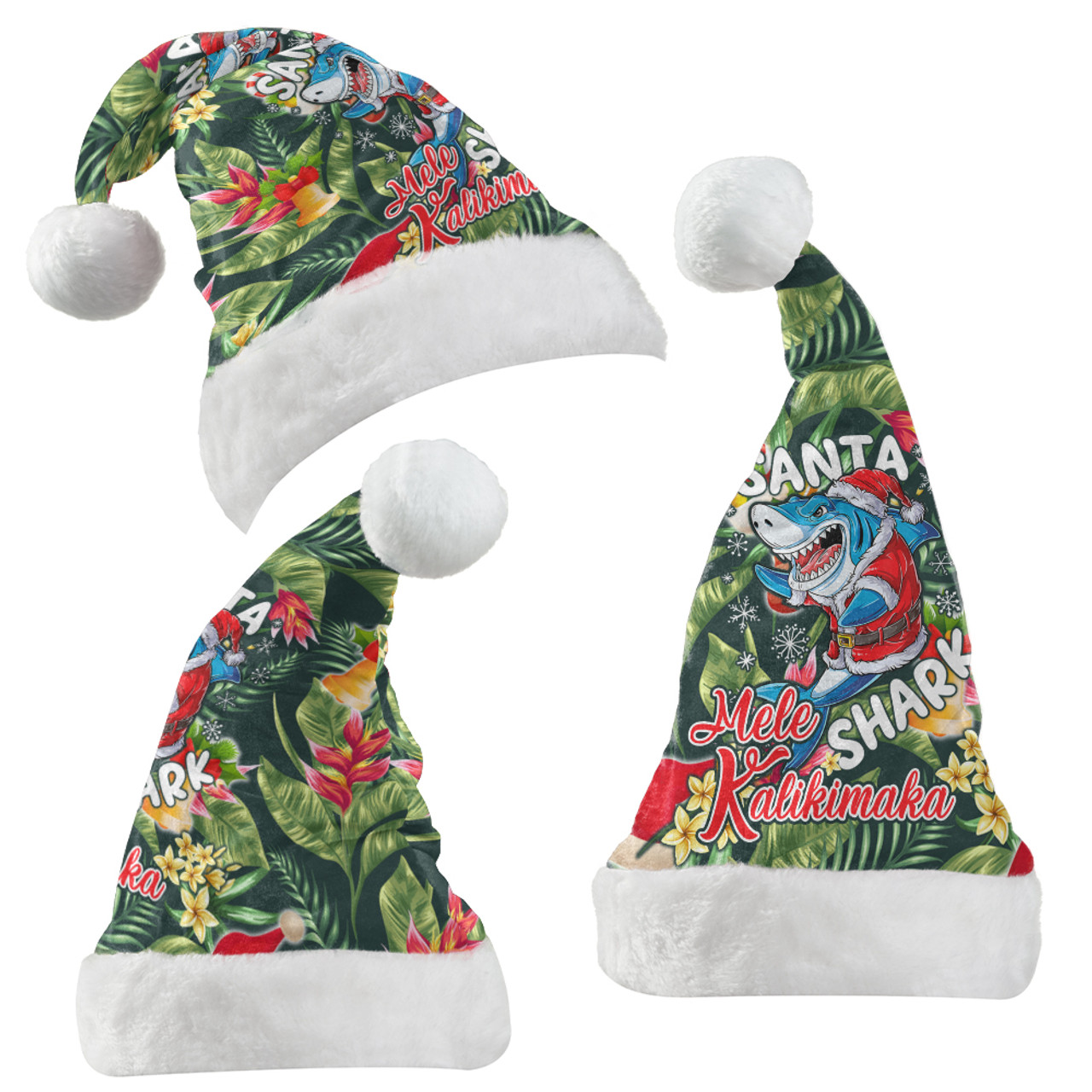 Hawaii Christmas Hat Mele Kalikimaka Santa Shark Tropical Style