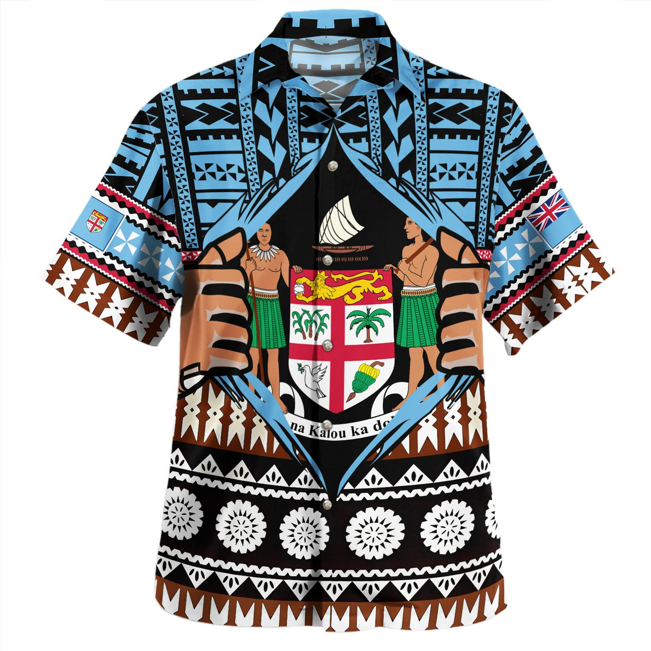 Fiji Hawaiian Shirt Born Fijian Masi Traditional Pattern Pacific Tribal Art