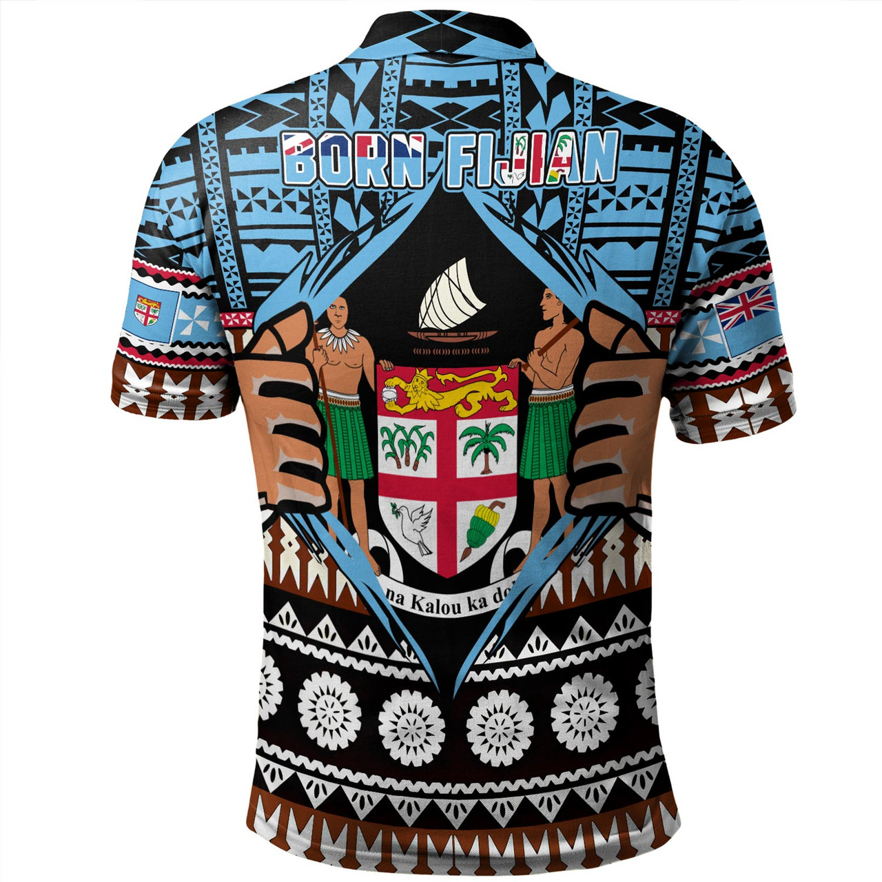 Fiji Polo Shirt Born Fijian Masi Traditional Pattern Pacific Tribal Art