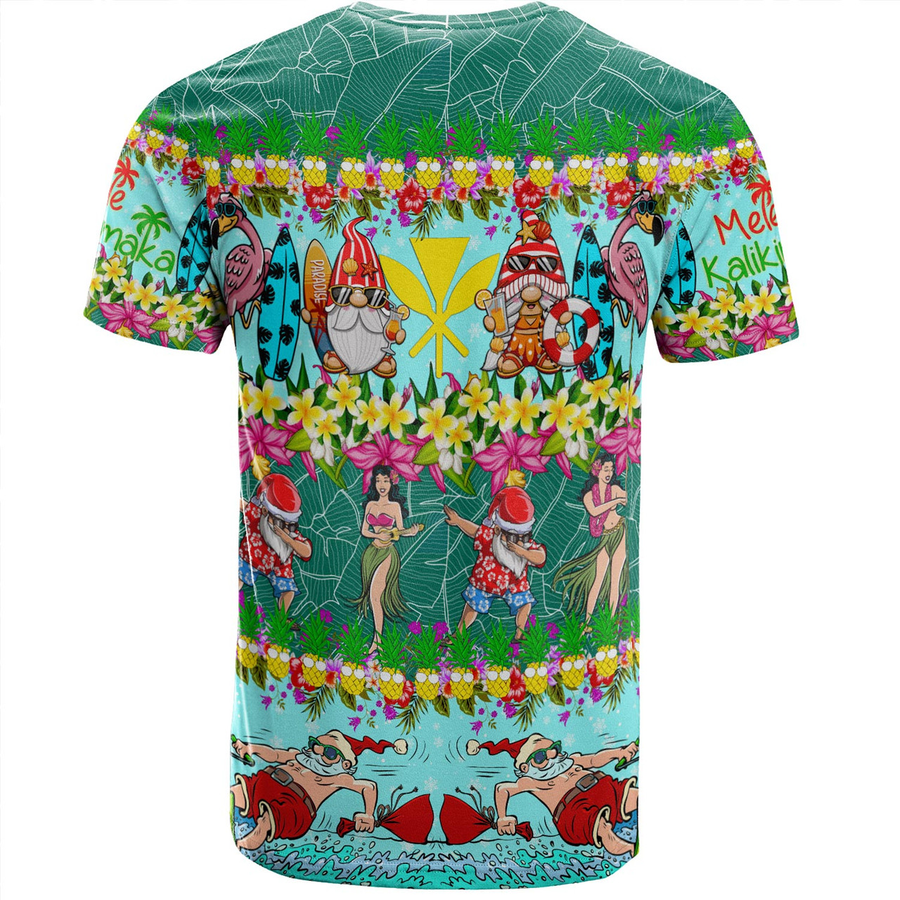 Hawaii T-Shirt Dabbing Santa Hula Dance Tropical Gnomes Aloha Mele Kalikimaka Christmas