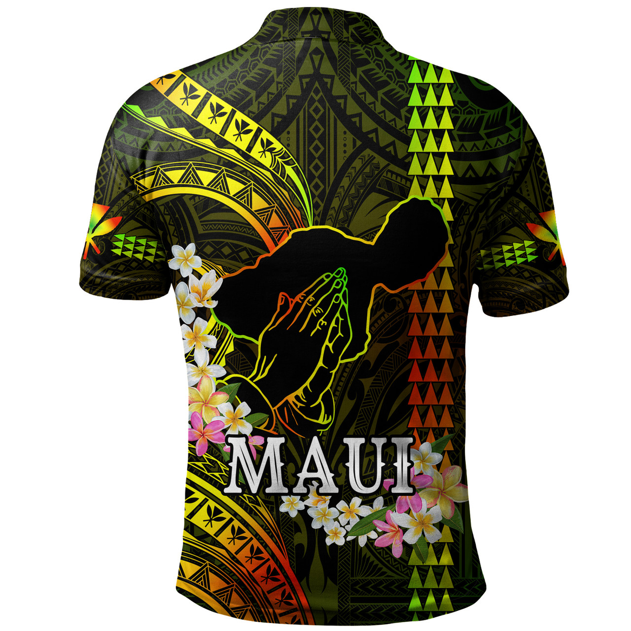 Hawaii Polo Shirt Pray For Maui Polynesian Pattern