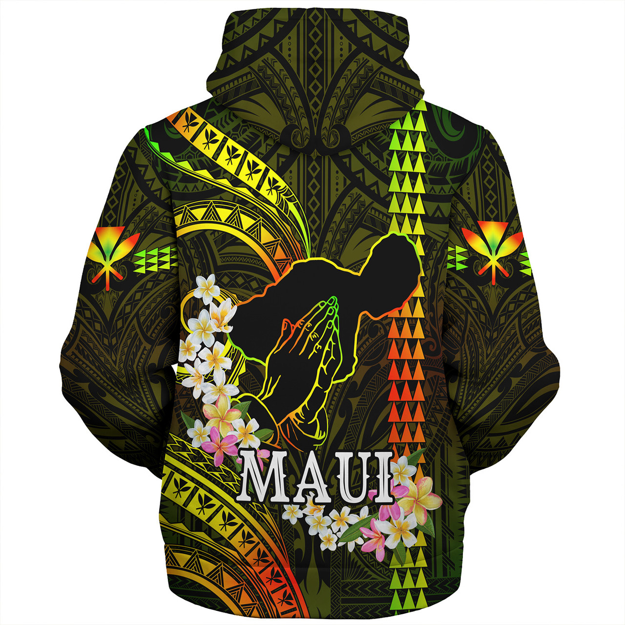 Hawaii Sherpa Hoodie Pray For Maui Polynesian Pattern