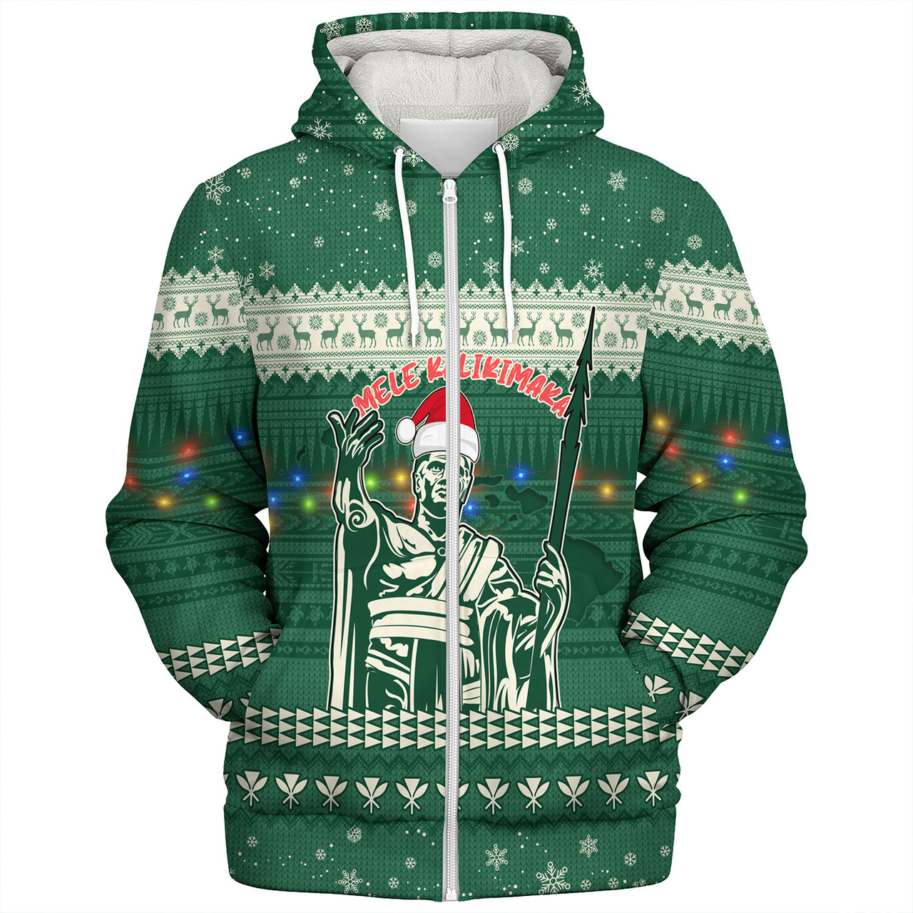 Hawaii Sherpa Hoodie Christmas Hawaii King Tribal Pattern