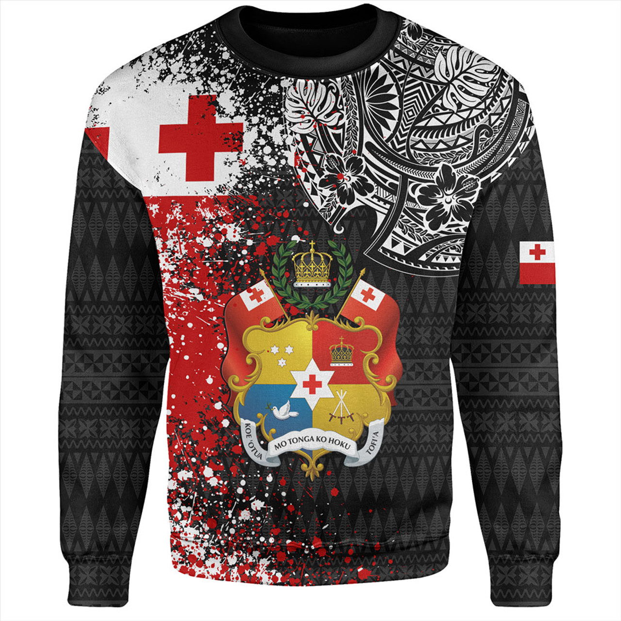 Tonga Sweatshirt Flag Brush Paint Style